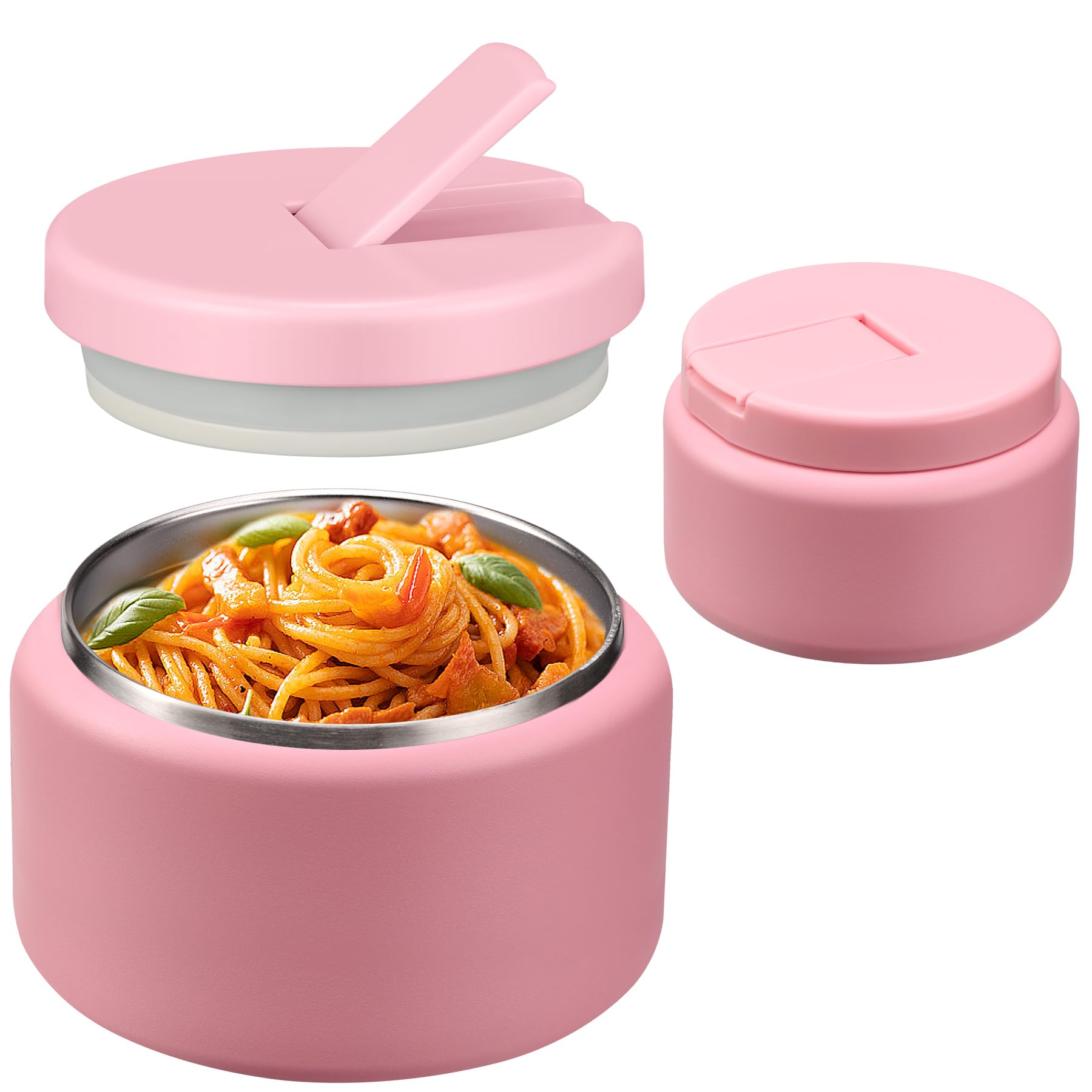BOSEDSANG 13.5oz Soup Thermo for Hot Food Kids with Buckle Lid Insulated Vacuum Food Jar Wide Mouth Leakproof Stainless Steel Lu