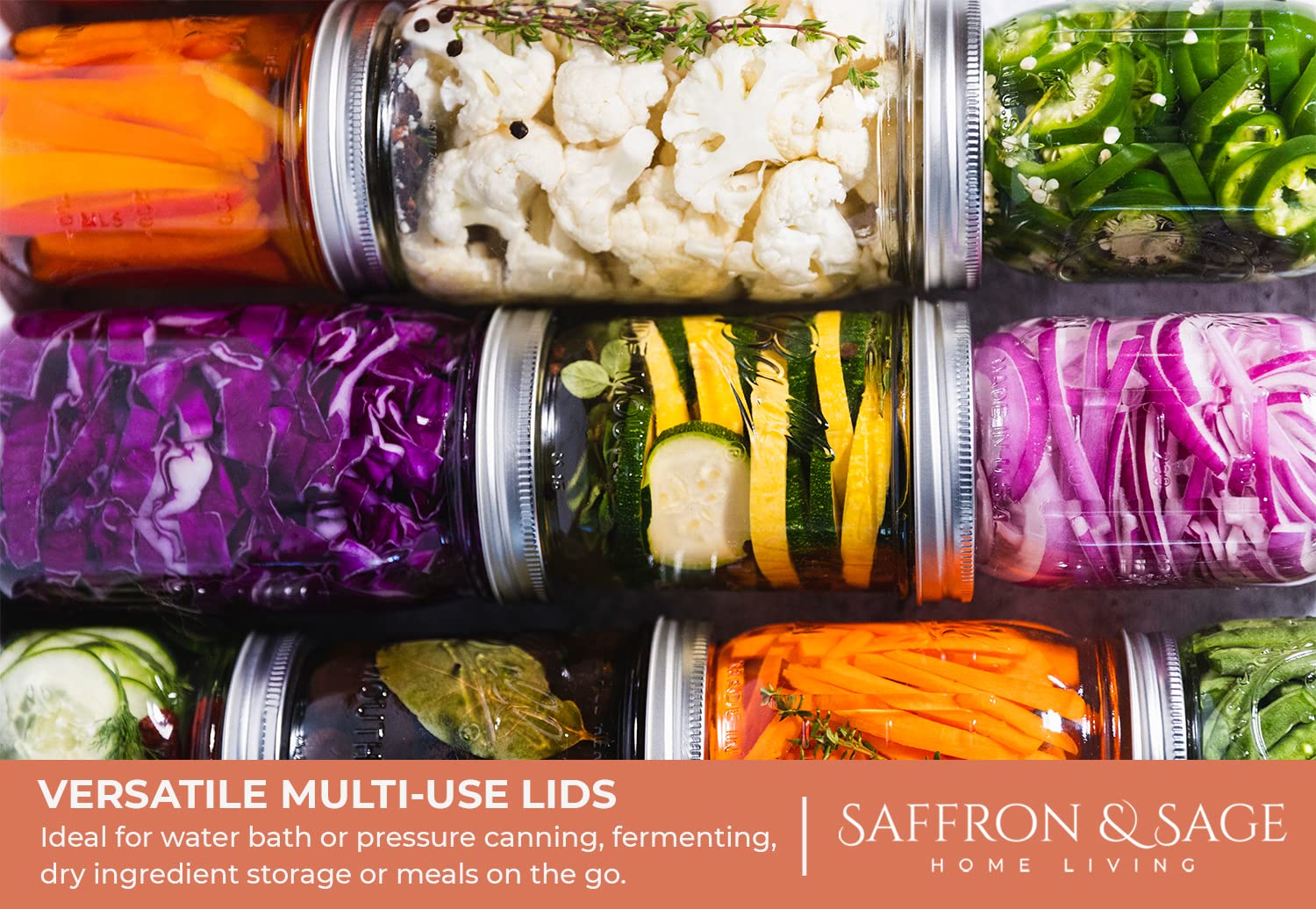 Saffron & Sage Canning Lids Regular Mouth - 120 Count Quality Universal Lids For Ball, Kerr Mason Jars - Good Sealing Performanc