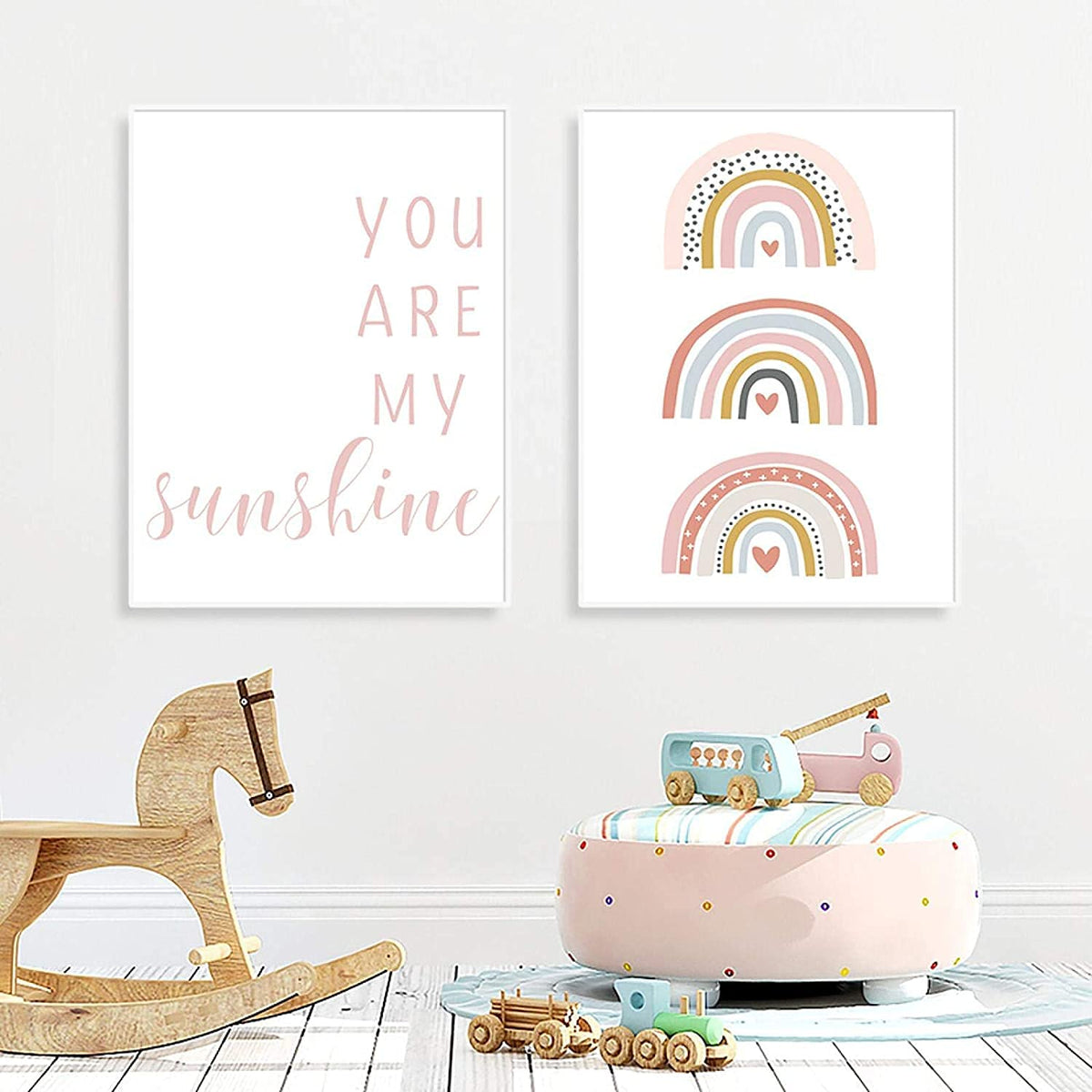 Kids Room Wall Decor You Are My Sunshine Nursery Pictures Pink Rainbow ...