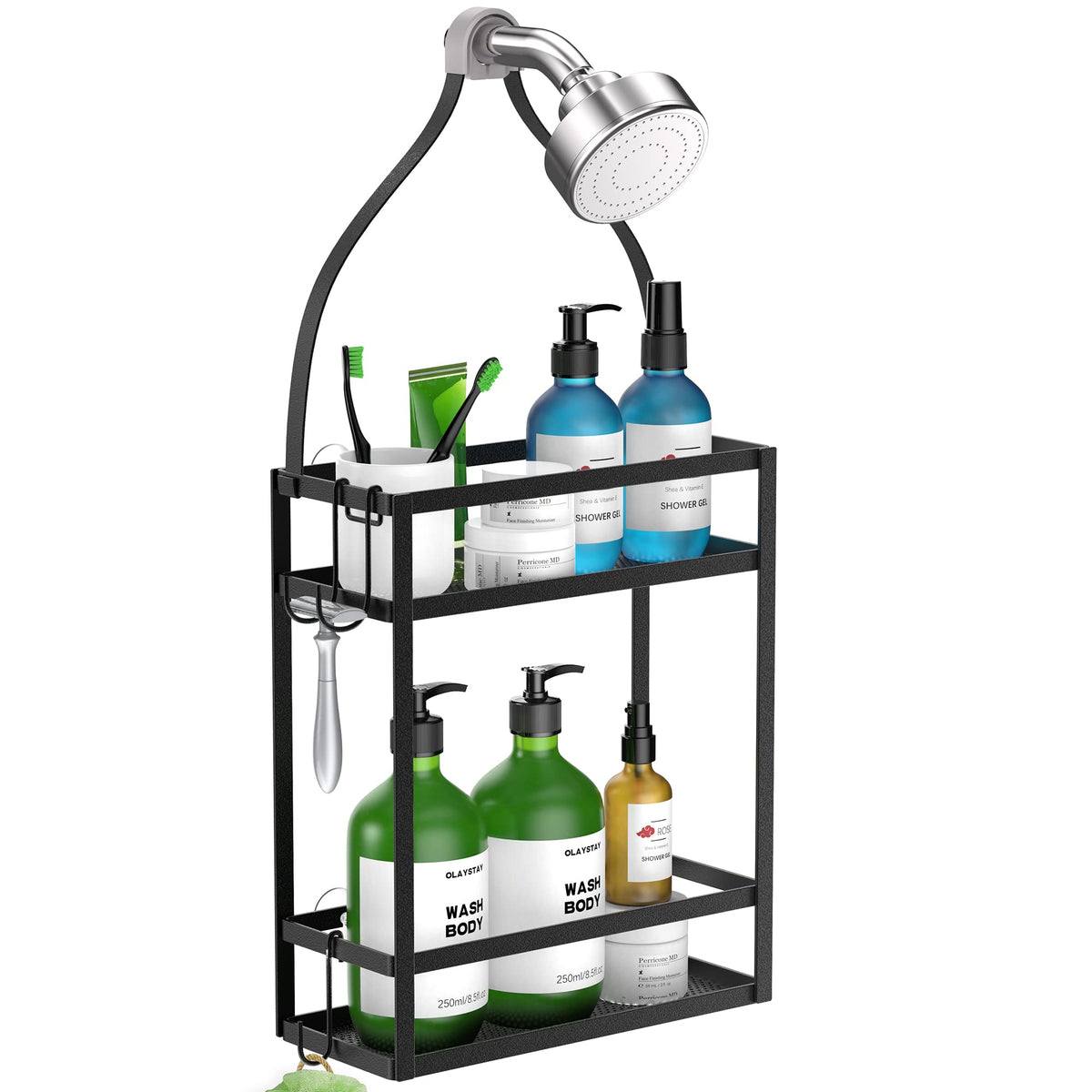 Meangood Shower Caddy, 10.4'' X 4.5'' X 22.04'' Hanging Shower Caddy Organizer Over Shower Head Big Capacity For Shampoo, Condit