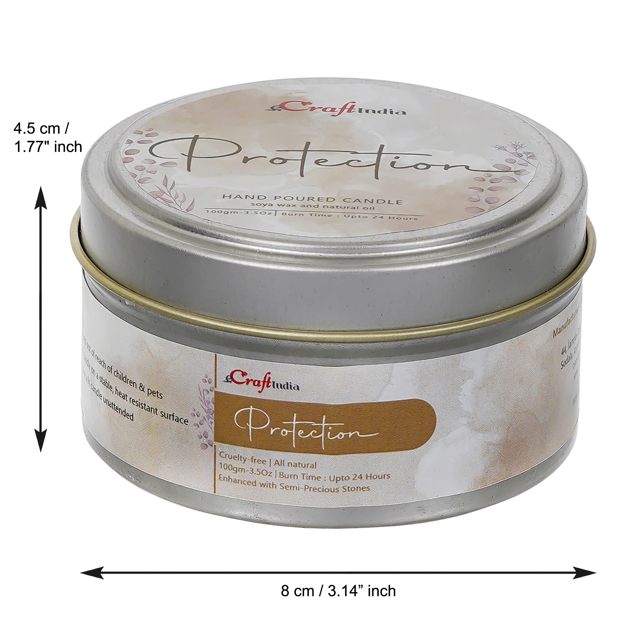 eCraftIndia Protection Hand Poured SOYA Wax Candle (100 Gm, Burn time up to 24 hrs)