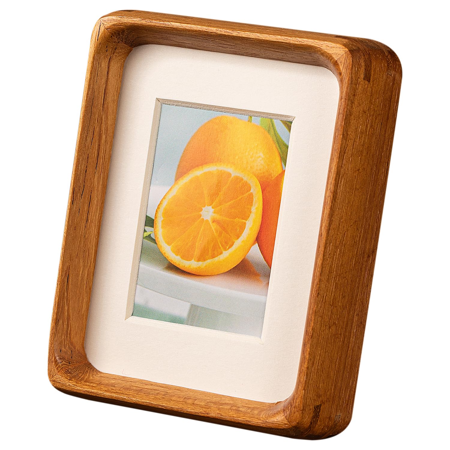 Youncewooder 3x4 Picture Frame with 2x3 Mat - Solid Teak Wood small Cute Frame, Wall & Tabletop Display for Family Photos & Wedd