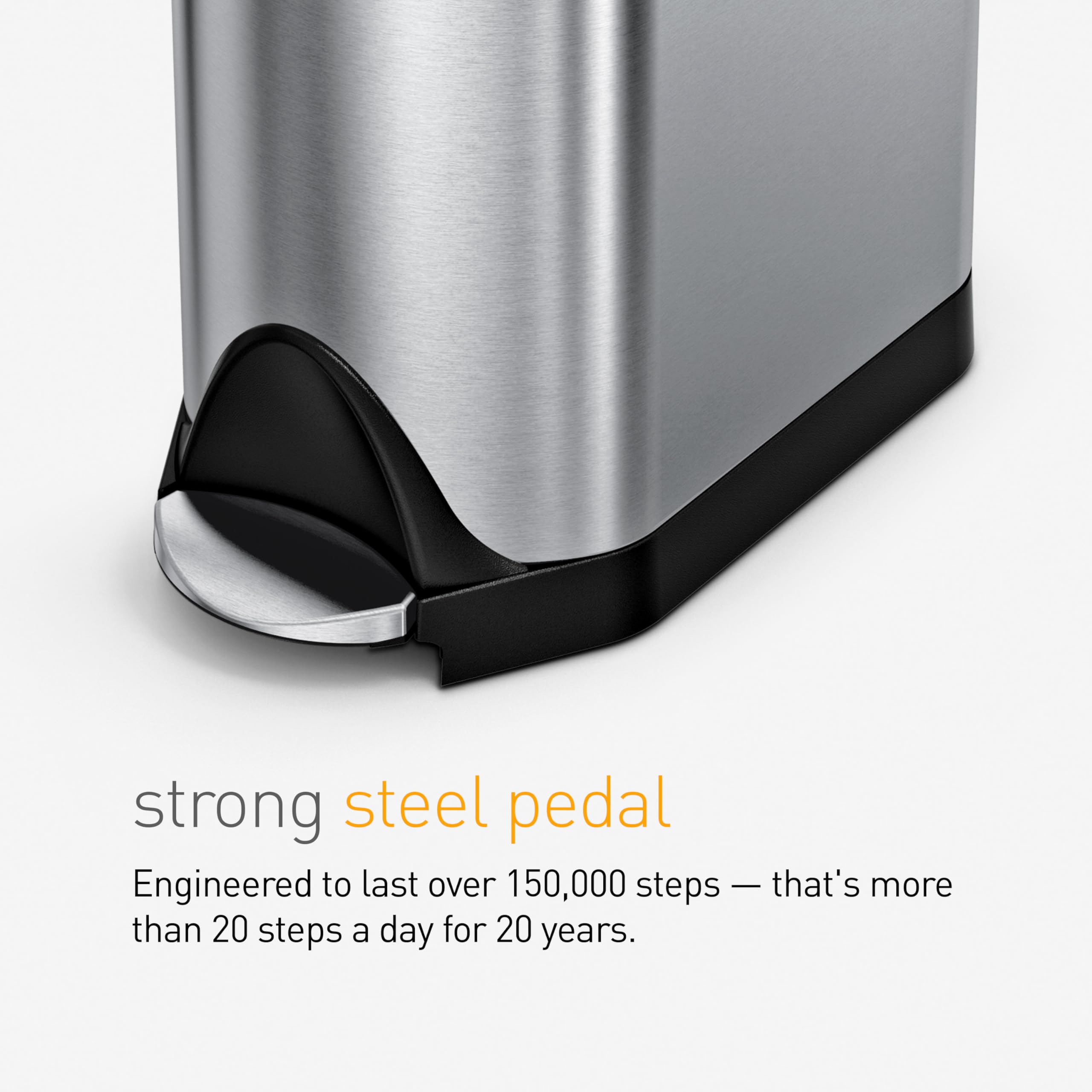 Simplehuman 45 Liter / 11.9 Gallon Butterfly Lid Kitchen Step Trash Can, Brushed Stainless Steel