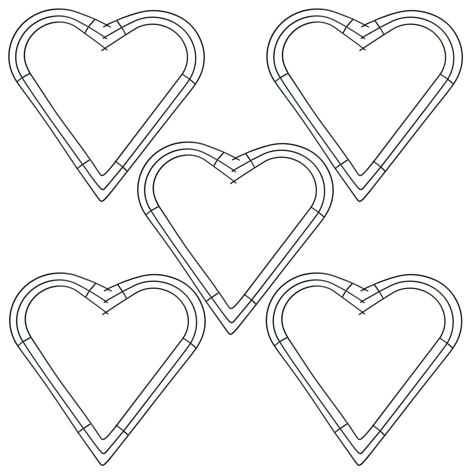 5 Pack Heart Shaped Wire Wreath Frame Christmas Floral Heart Wreath Flower Heart Shaped Wreath Frame Xmas Metal Wreath Frame for