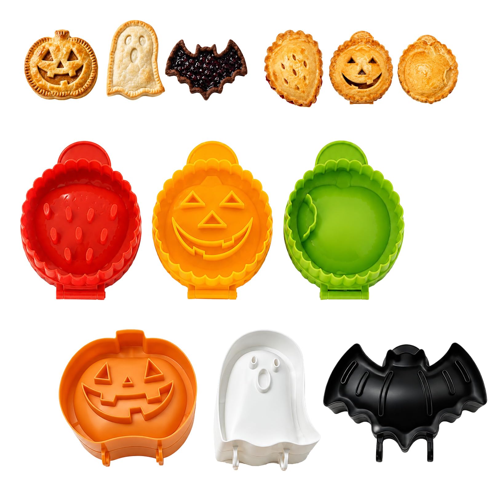Holiday Mini Hand Pie Molds Set, Ghost Pumpkin Bat Shaped Pie Mold