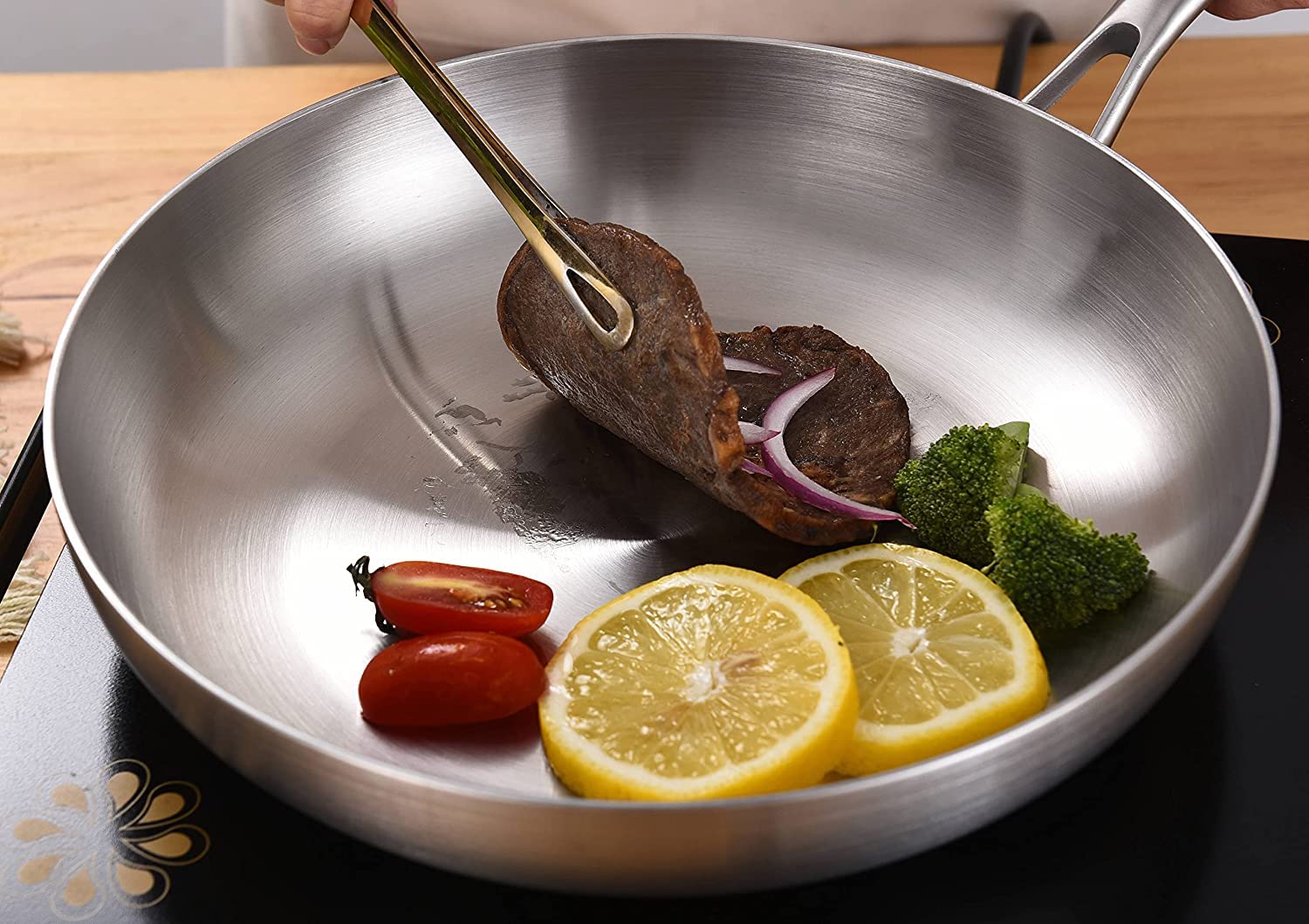 Lolykitch 10 Inch Tri-Ply Stainless Steel Frying Pan,Skillet,Chef'S Pan,Induction Pan,Dishwasher And Oven Safe.