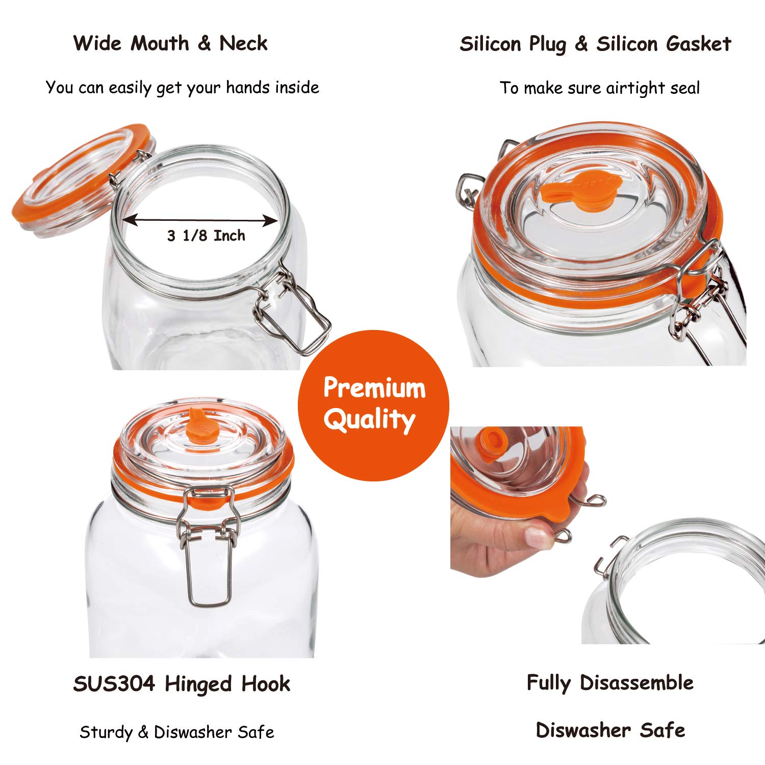Jillmo Fermentation Jar, 2 Liter Fermentation Kit With Fermenting Weights And Airlocks, Pack Of 2