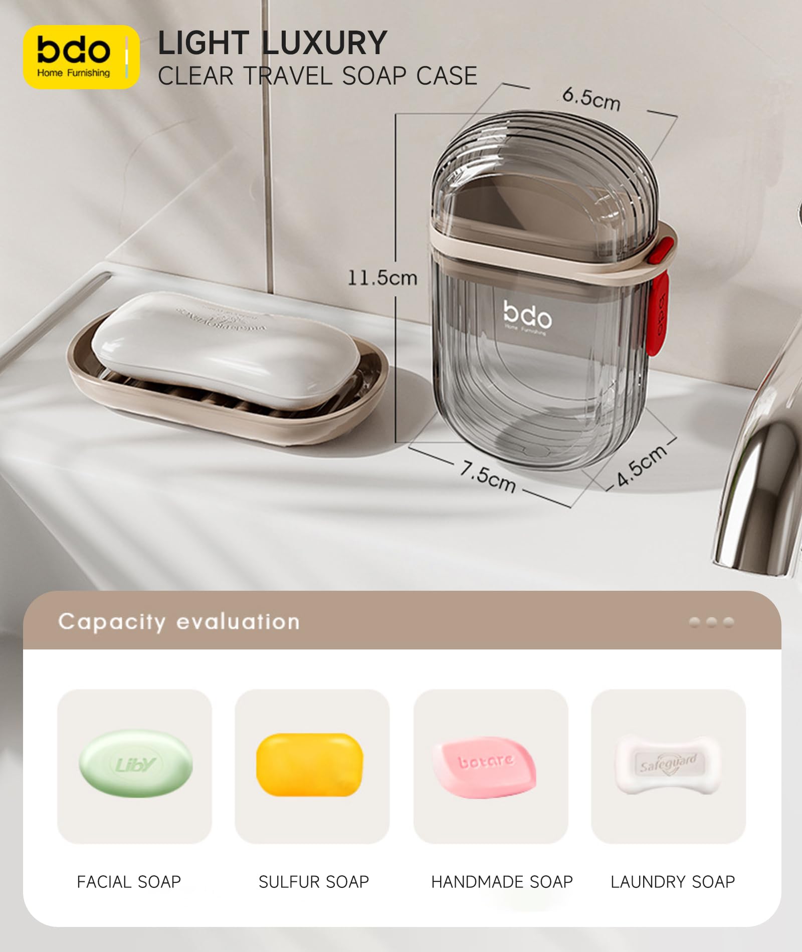 Peisainox Travel Soap Case, Leakproof Soap Container With Lid, Portable Bar Soap Holder For Traveling, Soap Dish For Bathroom, S