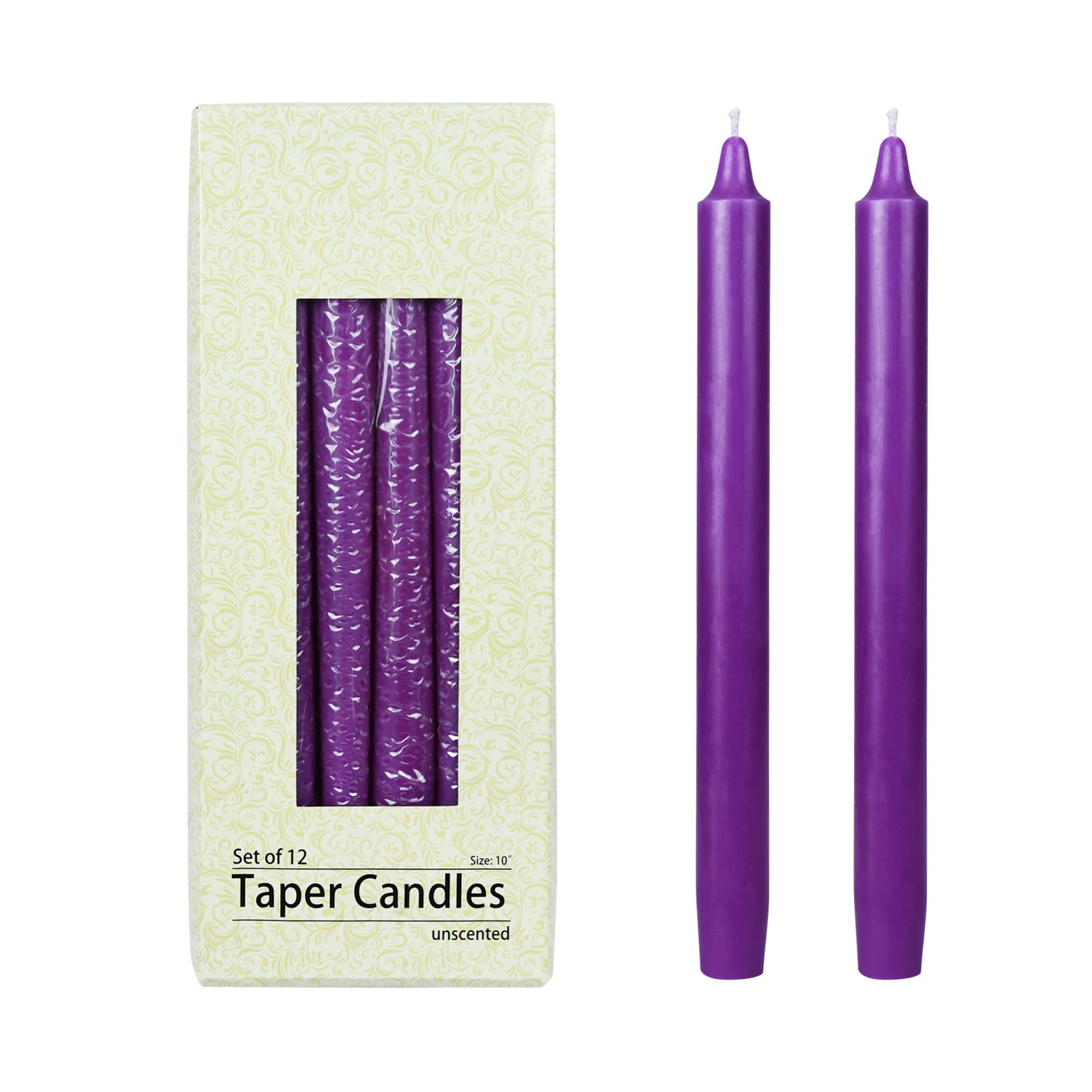 10 Inch Purple Straight Taper Candles