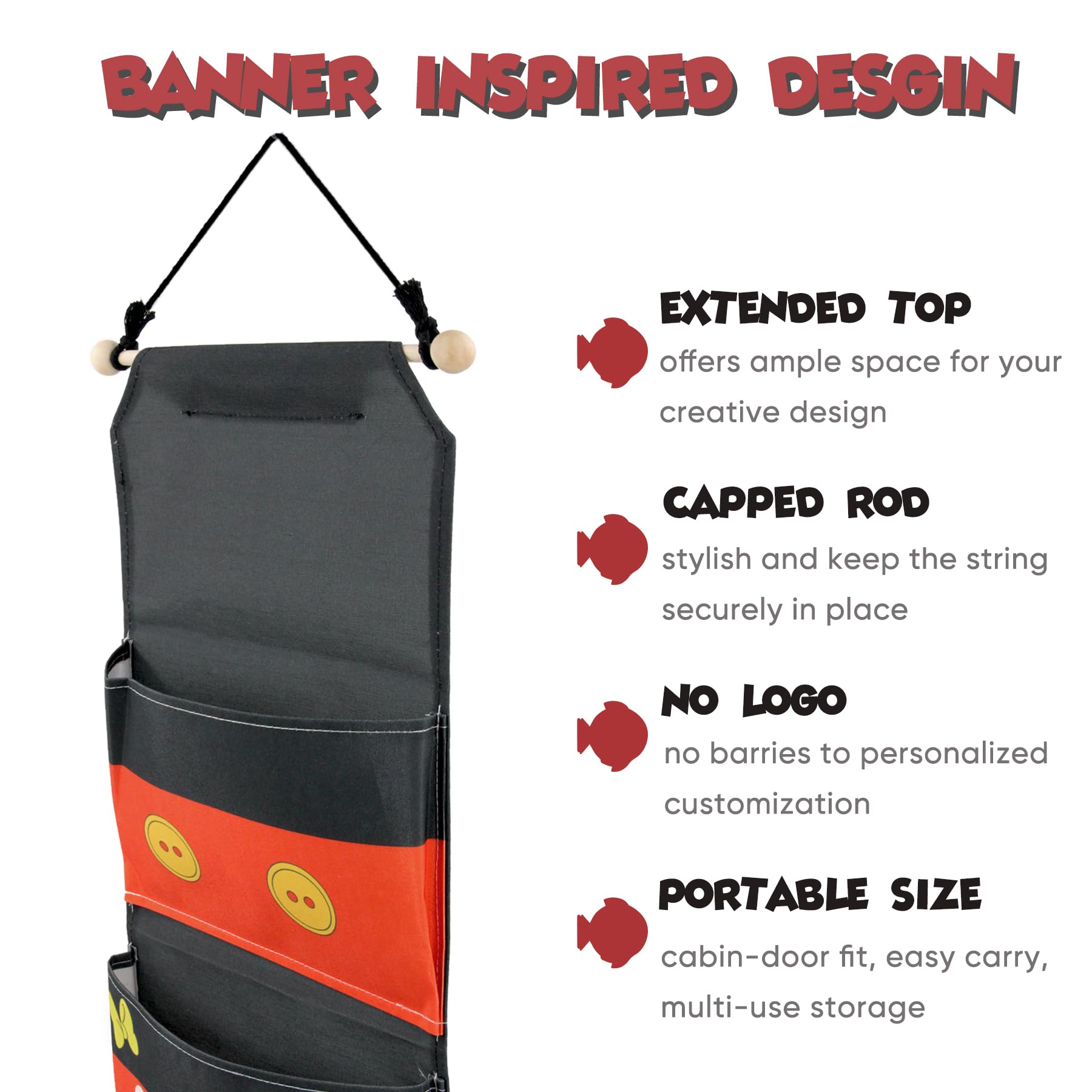 RUNROLE Fish Extender for Disney Cruise Line - 10 Inch Width, 2, 4 Pockets, Easily Customize, Hanging Storage Organizer, 2025&20