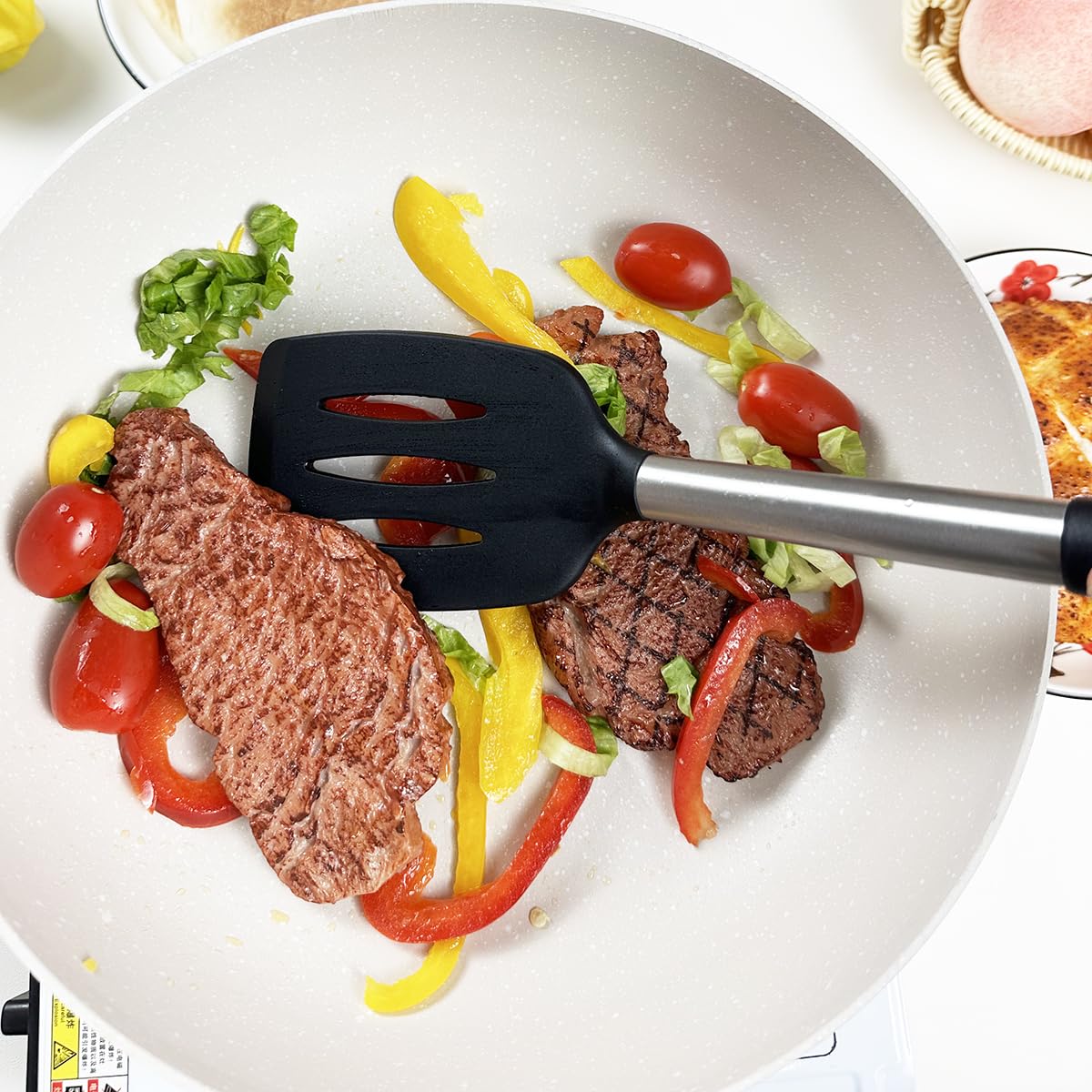 Klaqqed 3Pcs Spatula Silicone Spatula Turner Set Fish Spatulas Silicone Heat Resistant Spatulas For Nonstick Cookware Rubber Wok