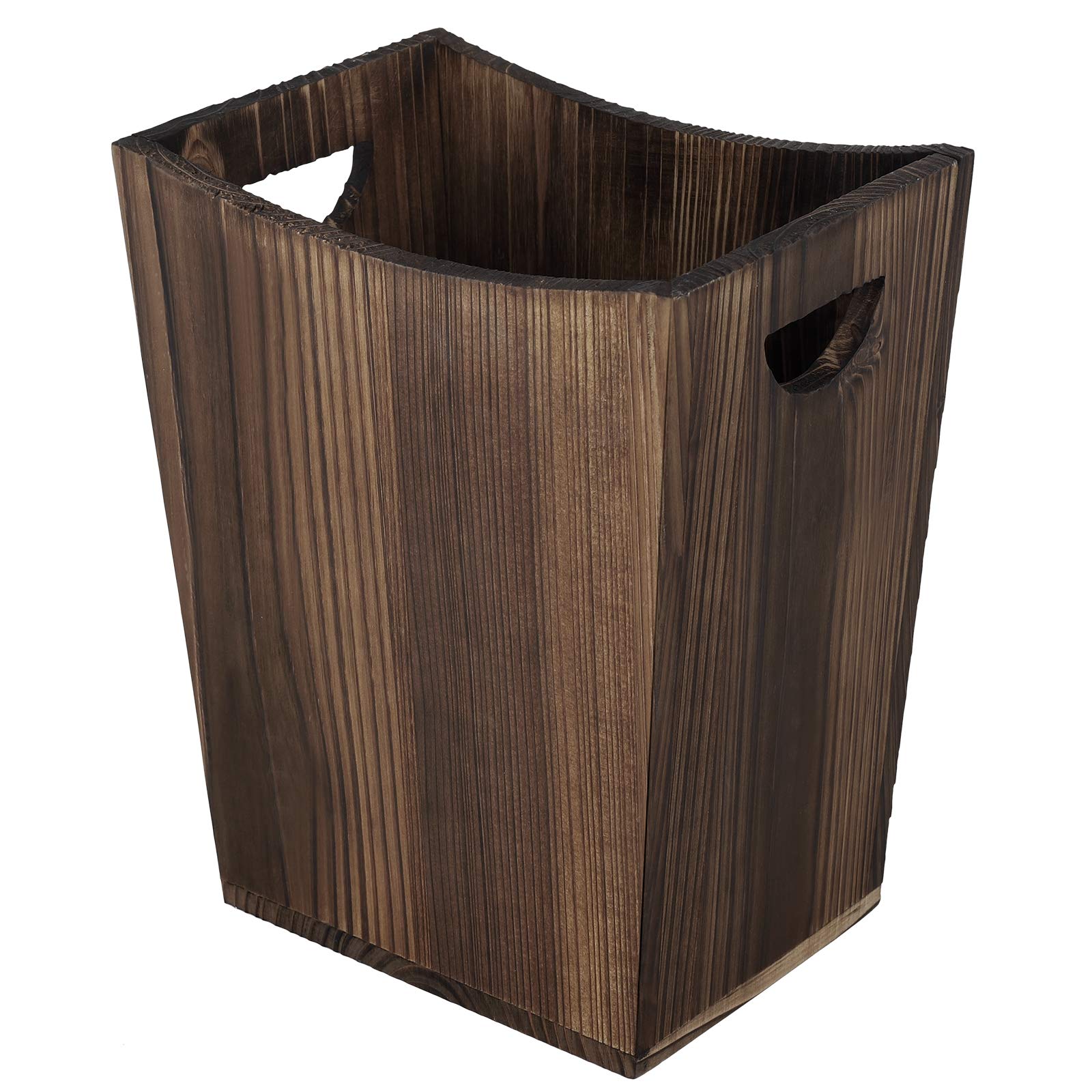 Wood Trash Can Small Wastebasket With Handles Rustic Office Garbage Can For Bedroom Bathroom Office Living Room Kitchen