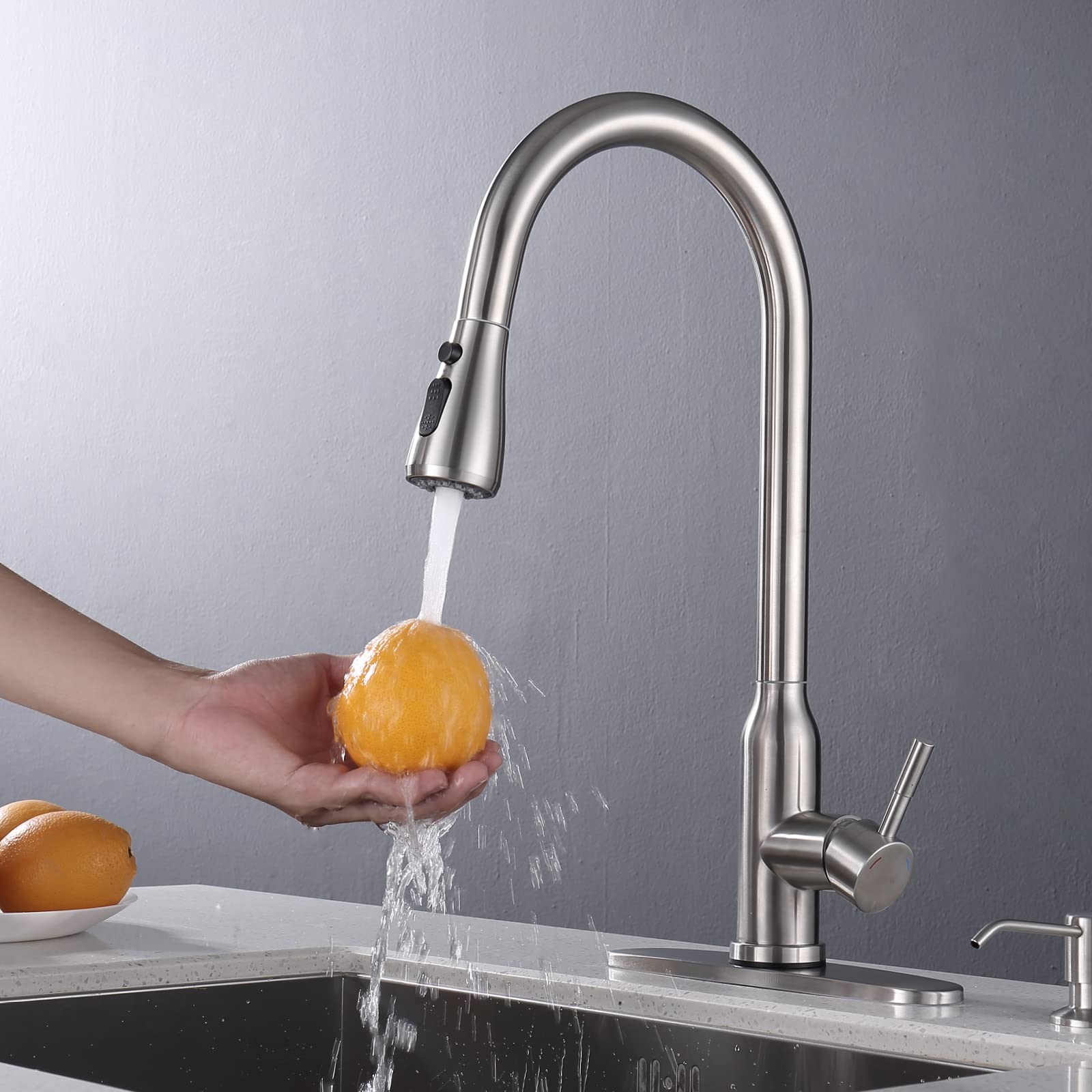 Touch Kitchen Faucet,Keer Smart Kitchen Sink Faucet With Pull Down Sprayer, Touch On Activated Kitchen Bar Sink Faucet Brushed N