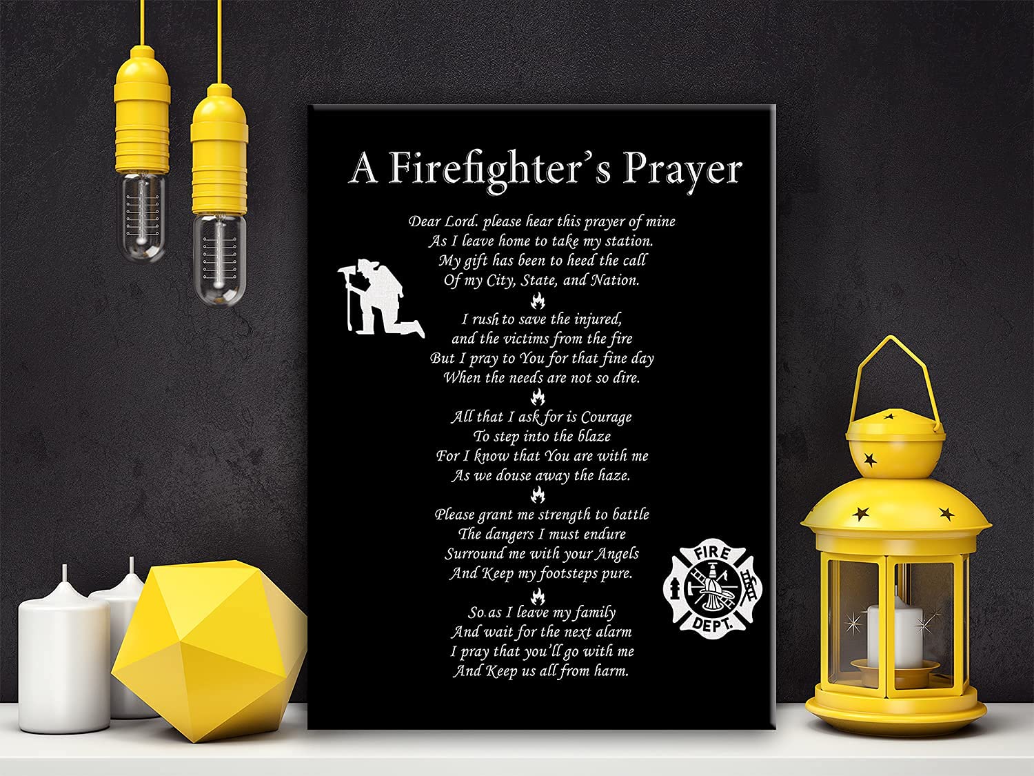 Firefighter Gifts For Women Men, Firefighter'S Prayer Poster Canvas Wall Art Painting Ready To Hang For Home Office Decor Retire