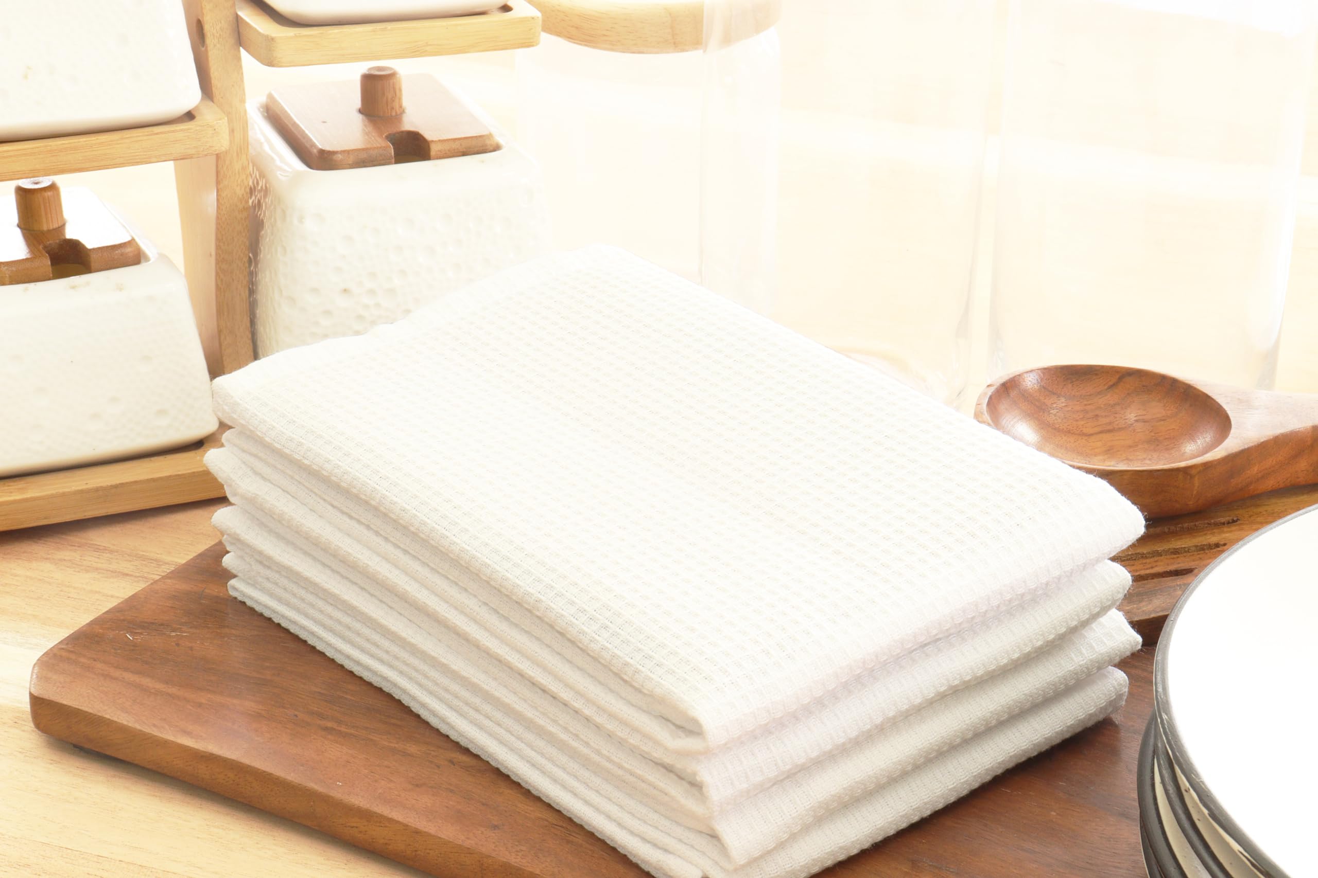 PurpleEssences Waffle Weave Kitchen Towel, 100% Cotton - 15 x 25 Inches, with Hanging Loop Ultra Soft Absorbent Quick Drying Dis