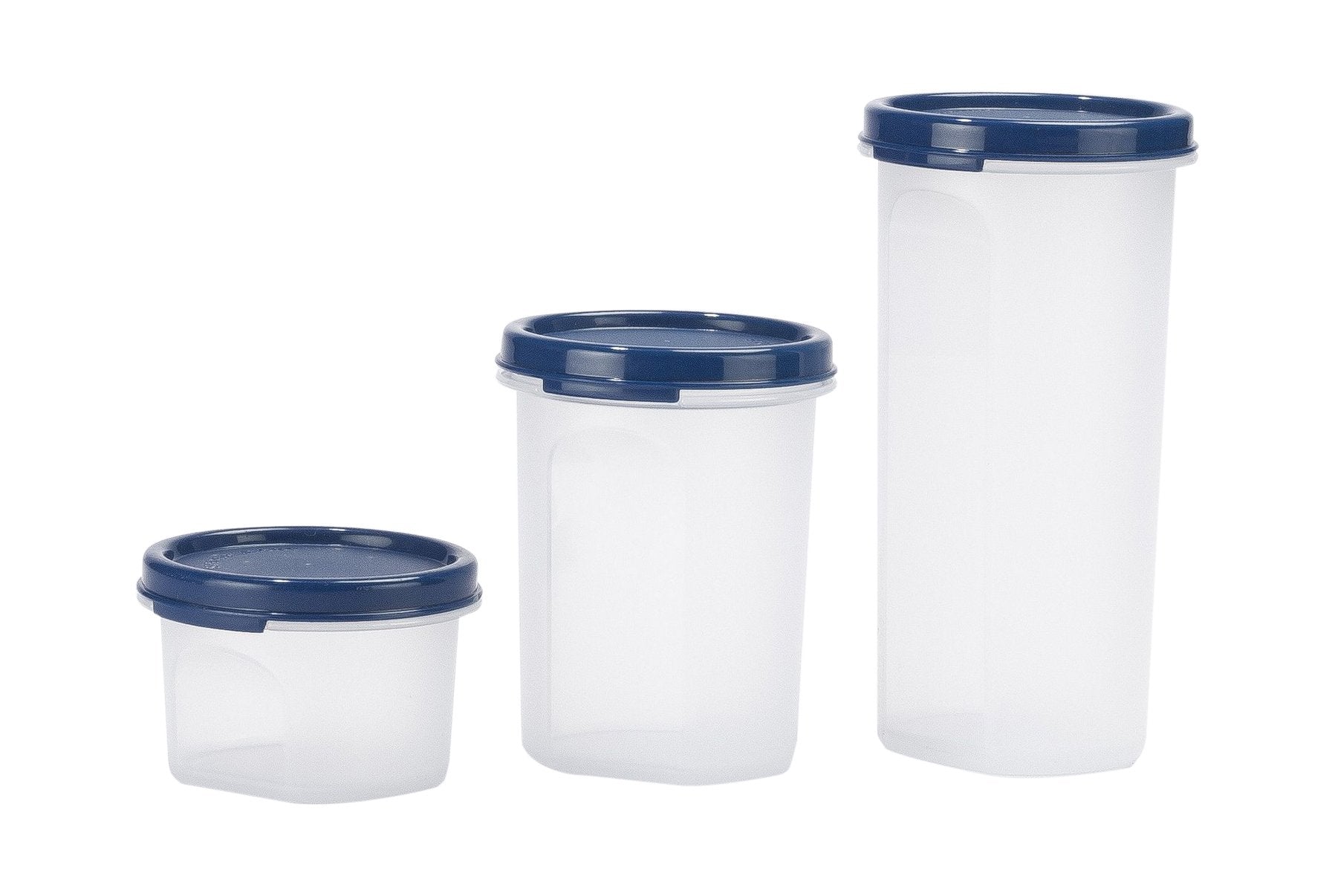 Signora Ware Modular Round Plastic Container Set, 3Pieces, Blue