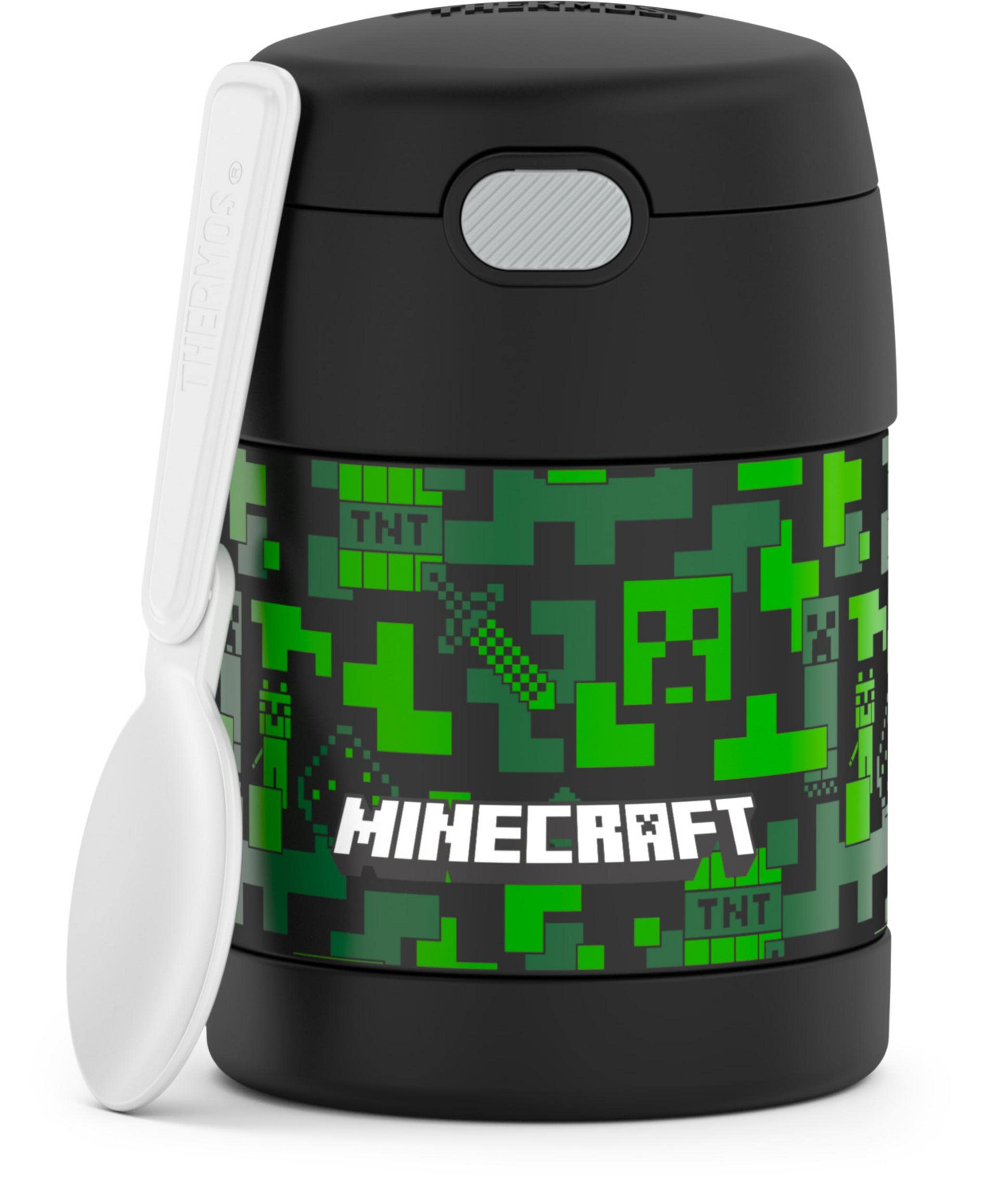 Thermostat Kids Vacuum Insulated Food Jar With Spoon, Minecraft, 10 Ounce, Stainless Steel