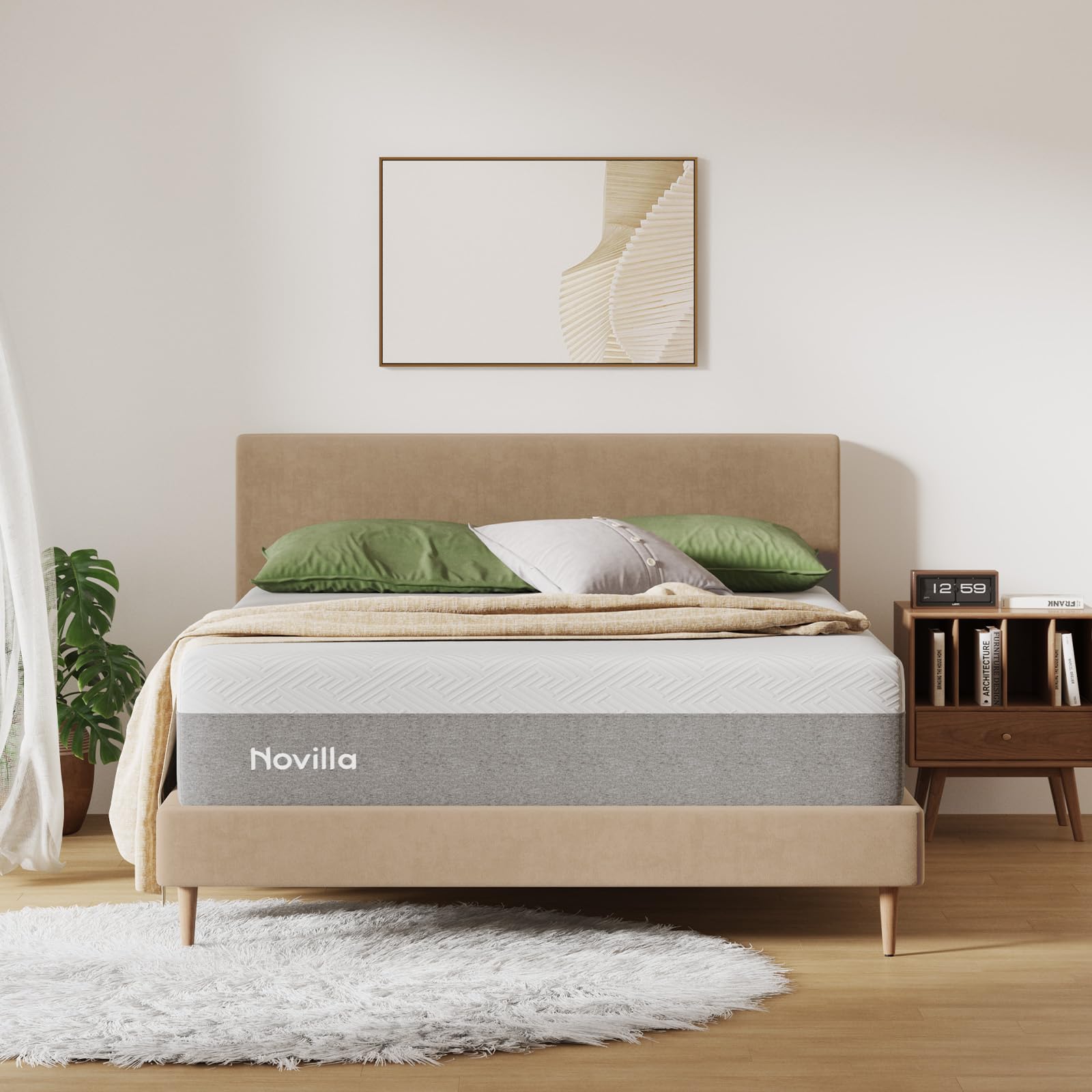 Novilla Queen Size Mattress, 12 Inch Gel Memory Foam Mattress for Cool Night & Pressure Relief, Medium Plush Feel with Motion Is