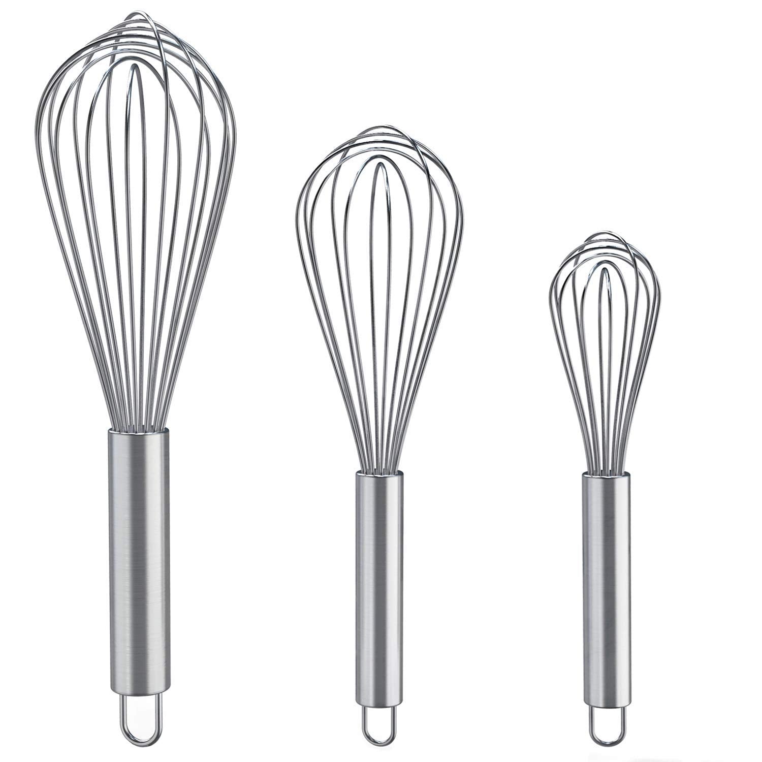 Whisks For Cooking, 3 Pack Stainless Steel Whisk For Blending, Whisking, Beating And Stirring, Enhanced Version Balloon Wire Whi