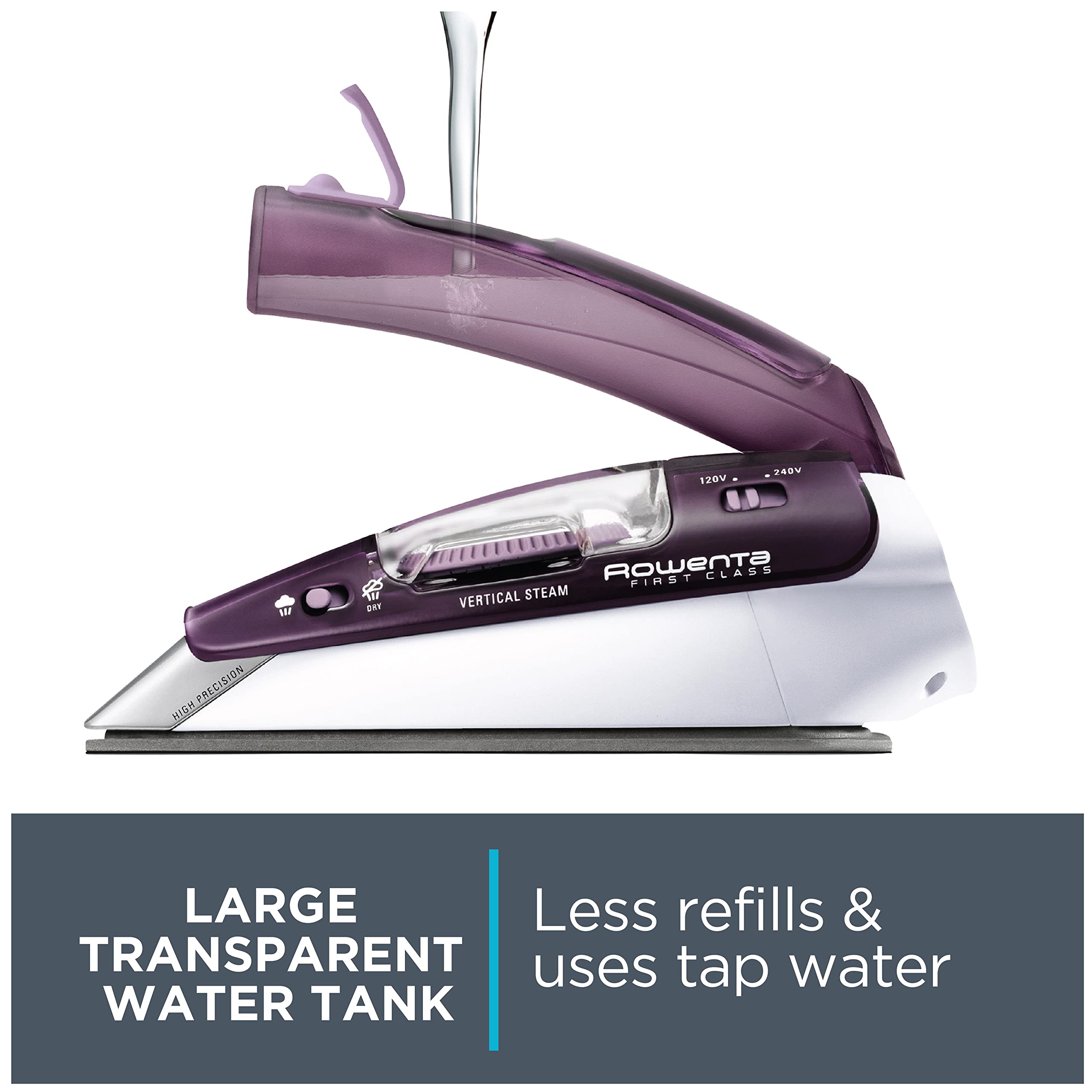 Rowenta, Travel Iron, Pro Compact Stainless Steel Soleplate Steam Iron For Clothes, 200 Microsteam Holes, 1000 Watts Ironing, Fa