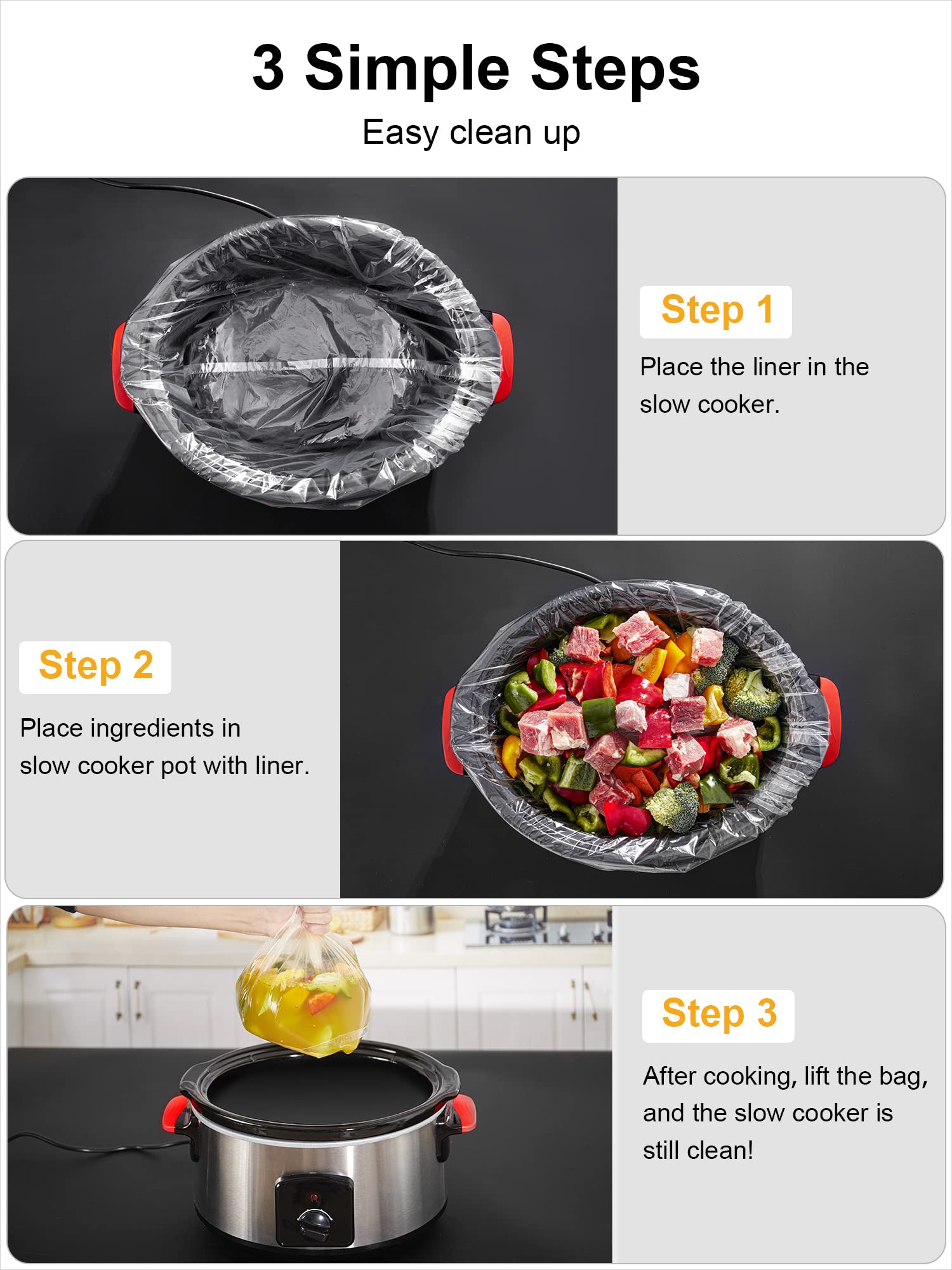 Smartake Slow Cooker Liners, Crock Pot Liners 14''X 22'' Crockpot Liners Disposable Oval Large, Crockpot Bags Liners Extra Large