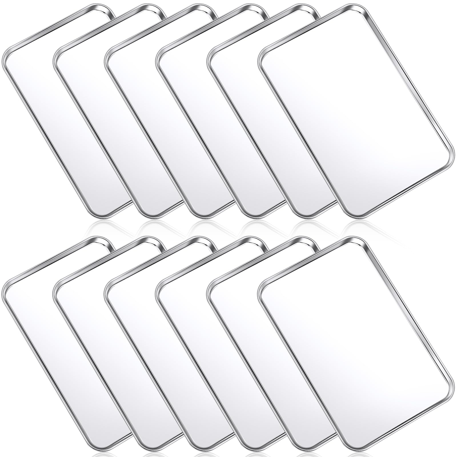 Mimorou 12 Pcs Stainless Steel Baking Sheet Cookie Pans, 8 x 5.9 Inches