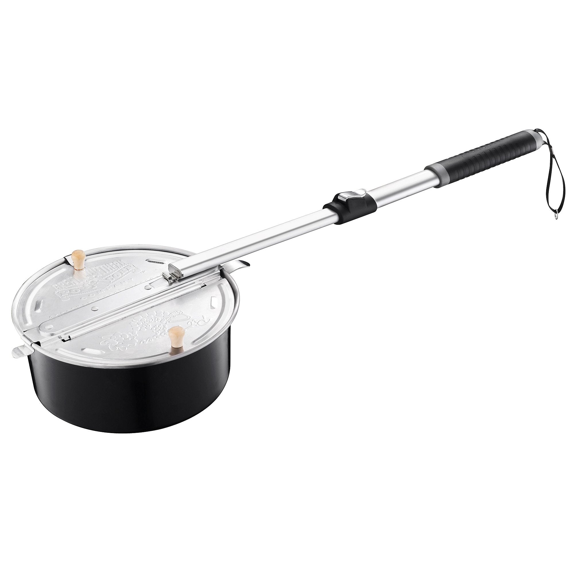 Campfire Popcorn Popper - Old Fashioned Popcorn Maker With Telescoping Handle - Camping Gear By Great Northern Popcorn (Black)