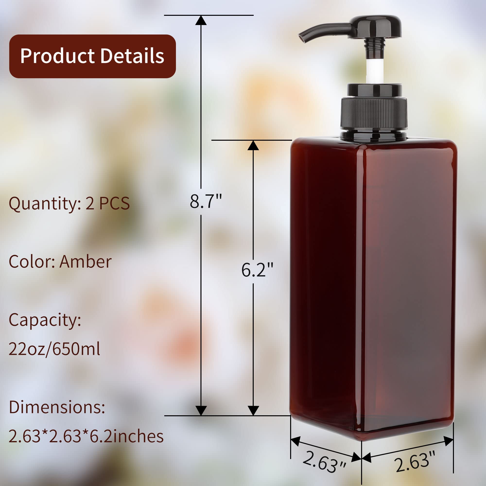 Pump Bottle Dispenser 22Oz/650Ml Jansburg 2Pack Refillable Square Plastic Lotion Dispenser Empty Lotion Pump Bottle For Essentia