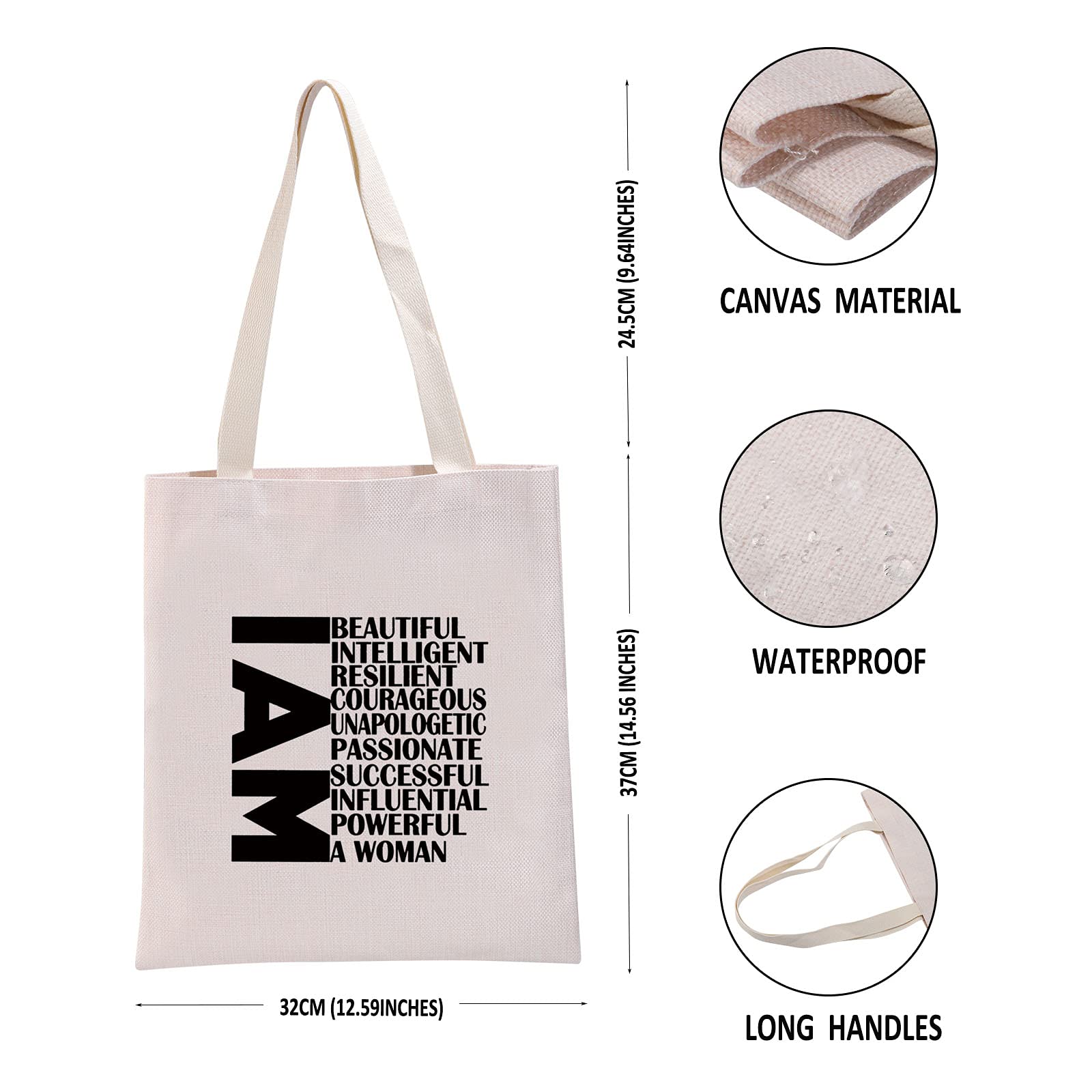 Girl Power Gift Feminist Gift Women Empowerment Shopping Handbag I Am A Woman Canvas Reusable Tote Bag Motivational Inspiring Gi