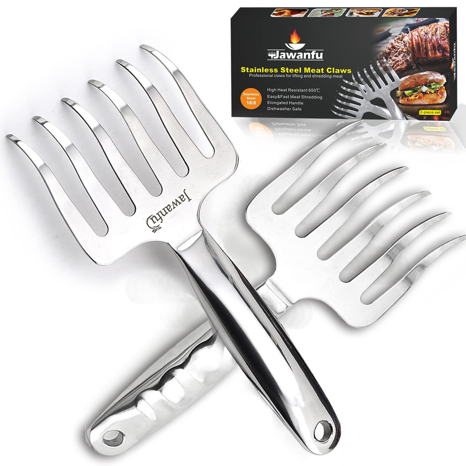 Jawanfu Meat Shredder Claws, Stainless Steel Bear Claws For Shredding Meat, Bbq Forks For Handling, Lifting Pork, Chicken, Metal