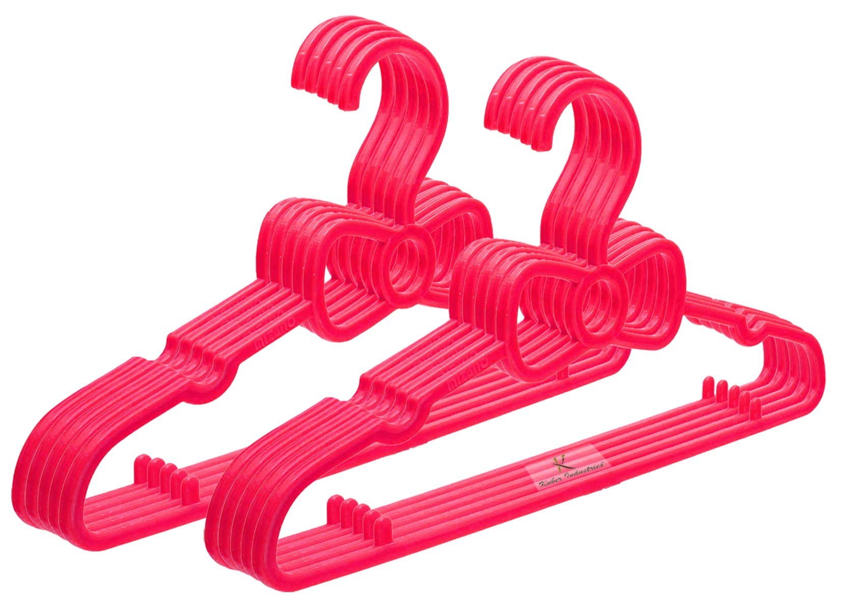 Kuber Industries Kids Mizano Plastic NonSlip Clothes Hangers|Pack Of 10 (Pink)
