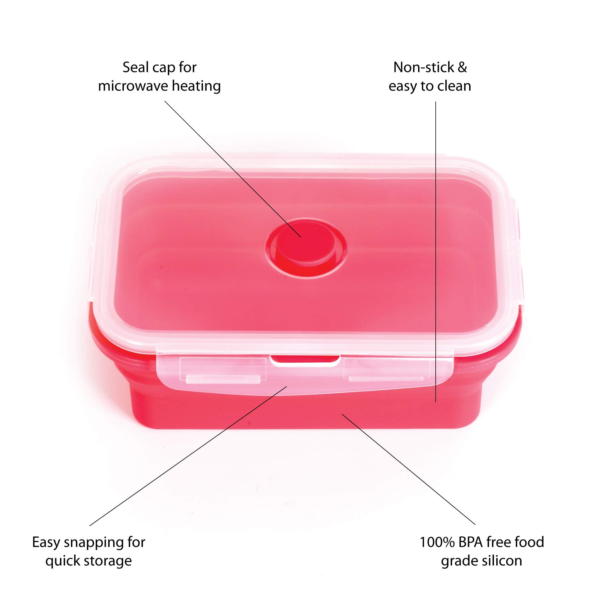 Collapsible Silicone Food Storage Containers W/Bpa Free Airtight Plastic Lids-Set Of 4 Small And Large Meal Cereal Prep Containe
