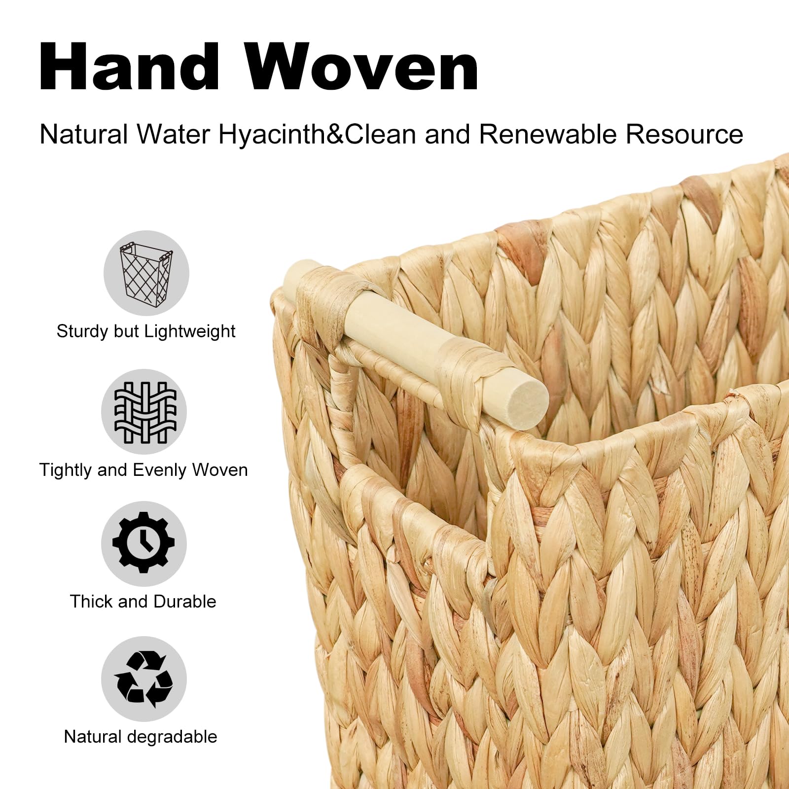 6 Gallon Wicker Trash Can,Wicker Waste Basket For Bathroom,Bedroom,Large Narrow Water Hyacinth Wicker Trash Basket,Rattan Boho D