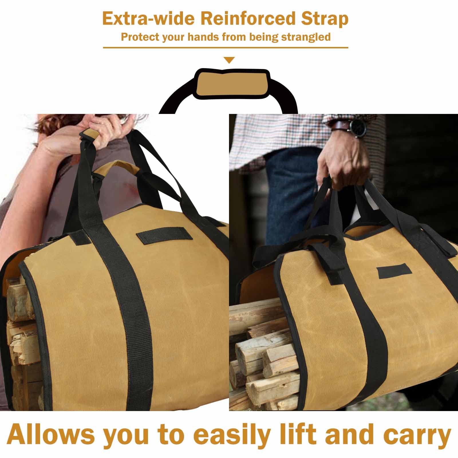 Cupohus Extra Large 2In1 Firewood Carrier Waxed Canvas Bag 44   X23   , Heavy Duty Log Holder Tote Bag With Handles And Shoulder