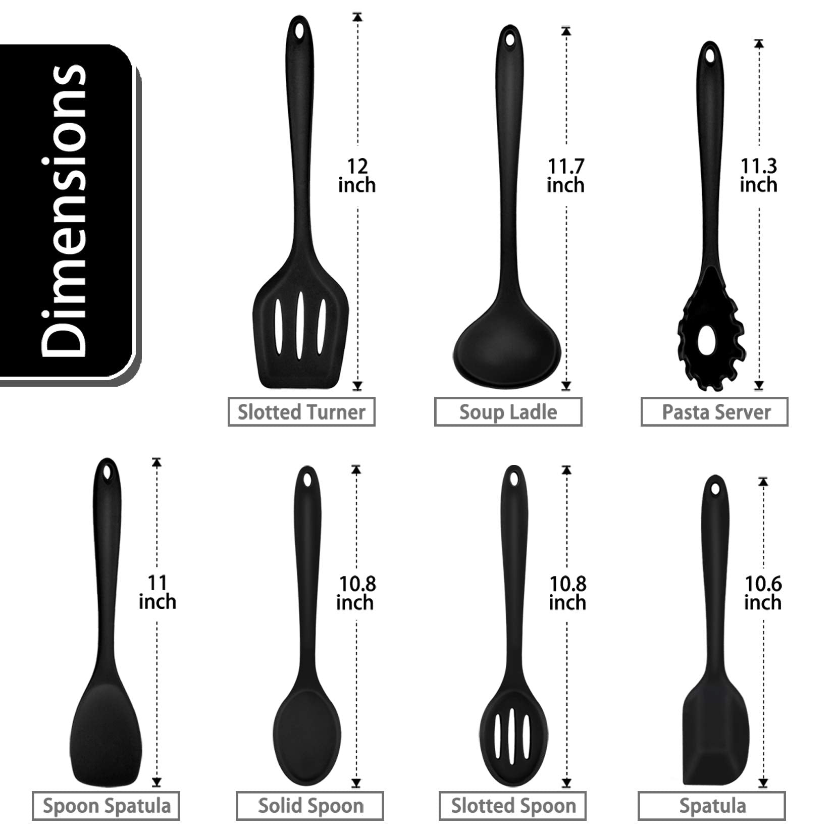 Kitchen Cooking Utensils Set Of 7, P&P Chef Heat-Proof Cooking Utensil Kitchen Spatula For Nonstick Cookware Cooking Serving, Sl