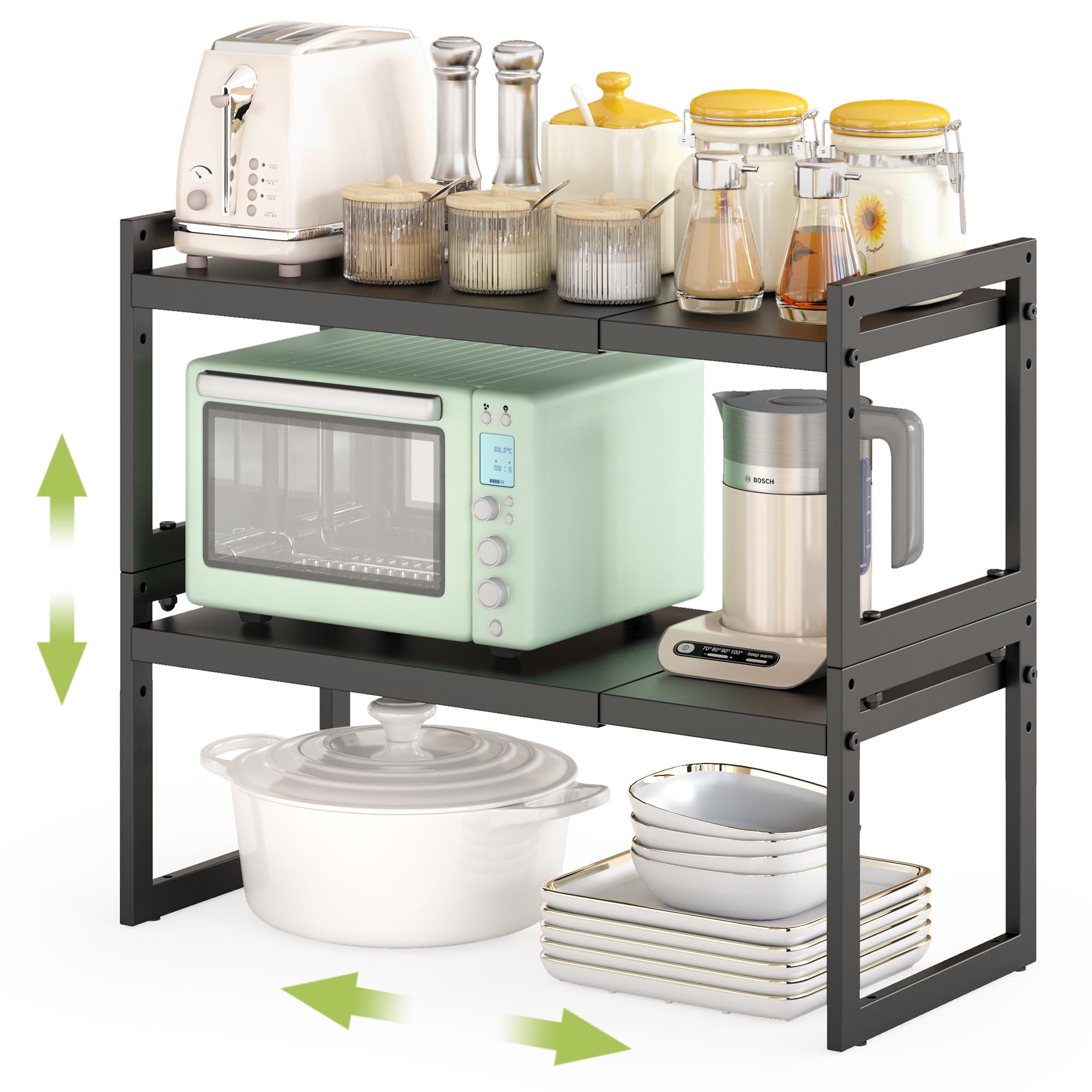 DOLALIKE Expandable Kitchen Countertop Organizer, Stackable Cabinet Shelf Organizers, Space Saving Spice Rack Pantry Storage for