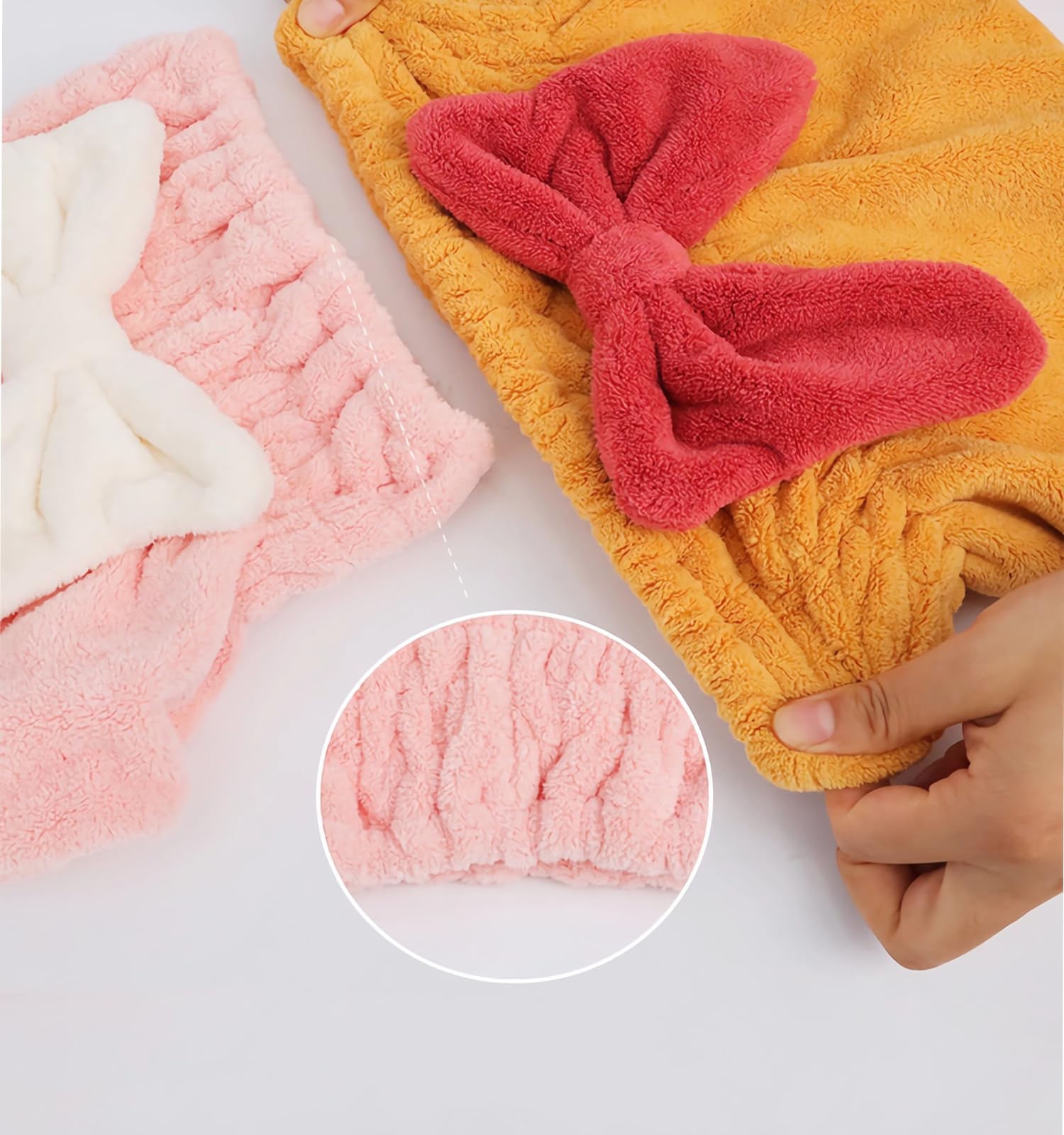 YUMINGUHC 4Pcs Ultra Absorbent Hair Quick Drying Towel for Women Girls New Microfiber Hair Towel Wrap Dry Turban Soft Bow Tie Pl