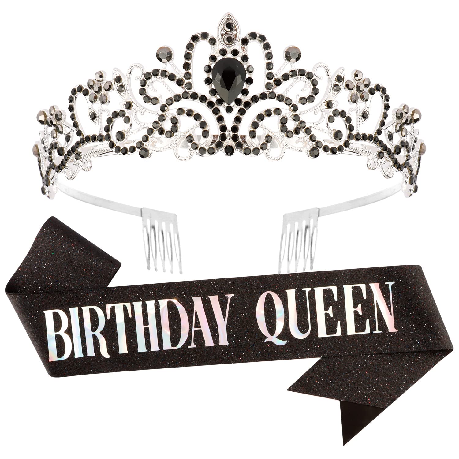 Velscrun Birthday Queen Tiaras & Sashes - Women'S Crowns & Decorations In Black