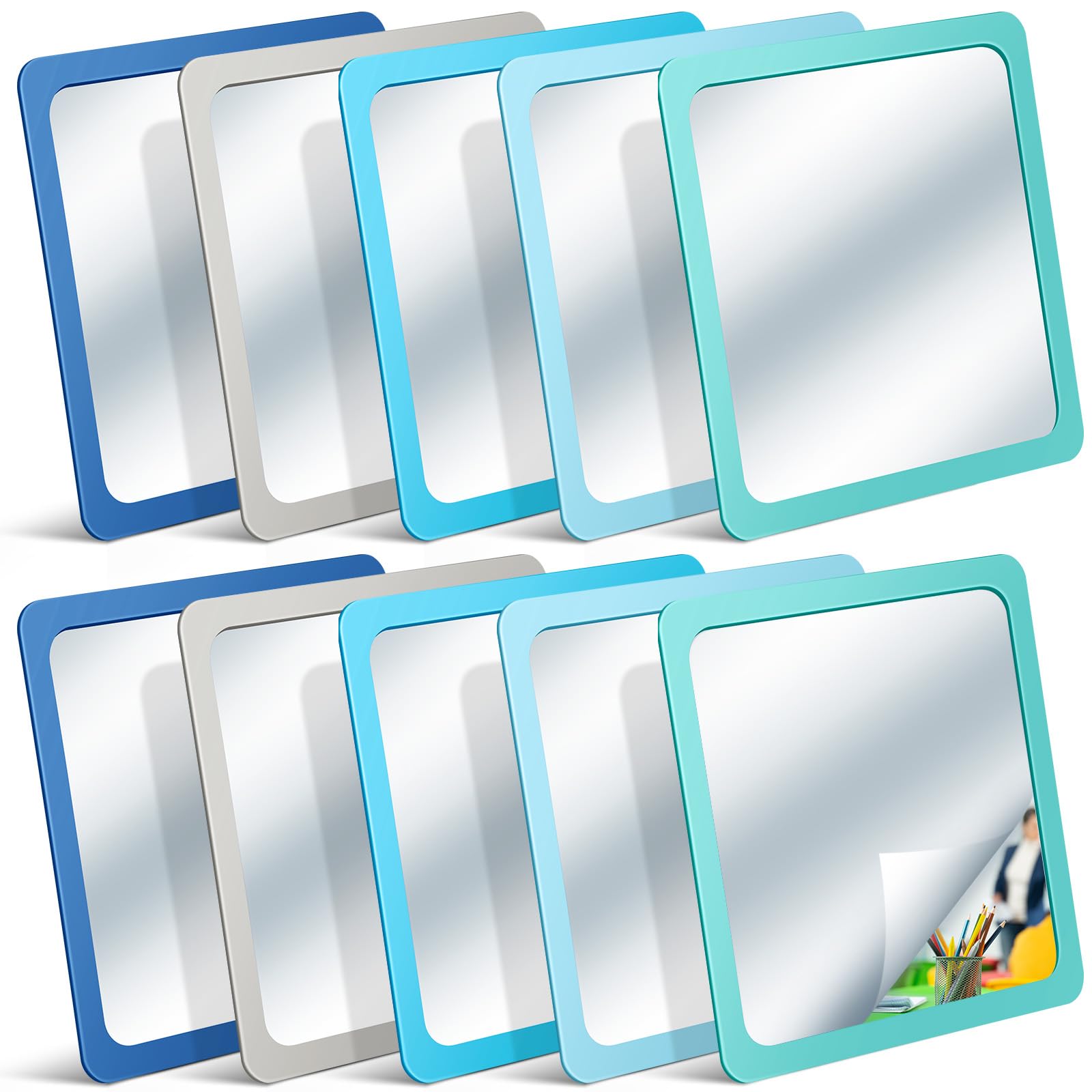 Dandat 10 Pcs 10 Pcs Small Mirrors for Kids 6 x 6 Inch Mirror Unbreakable Shatter Proof Mirror Acrylic Square Unbroken Reflector