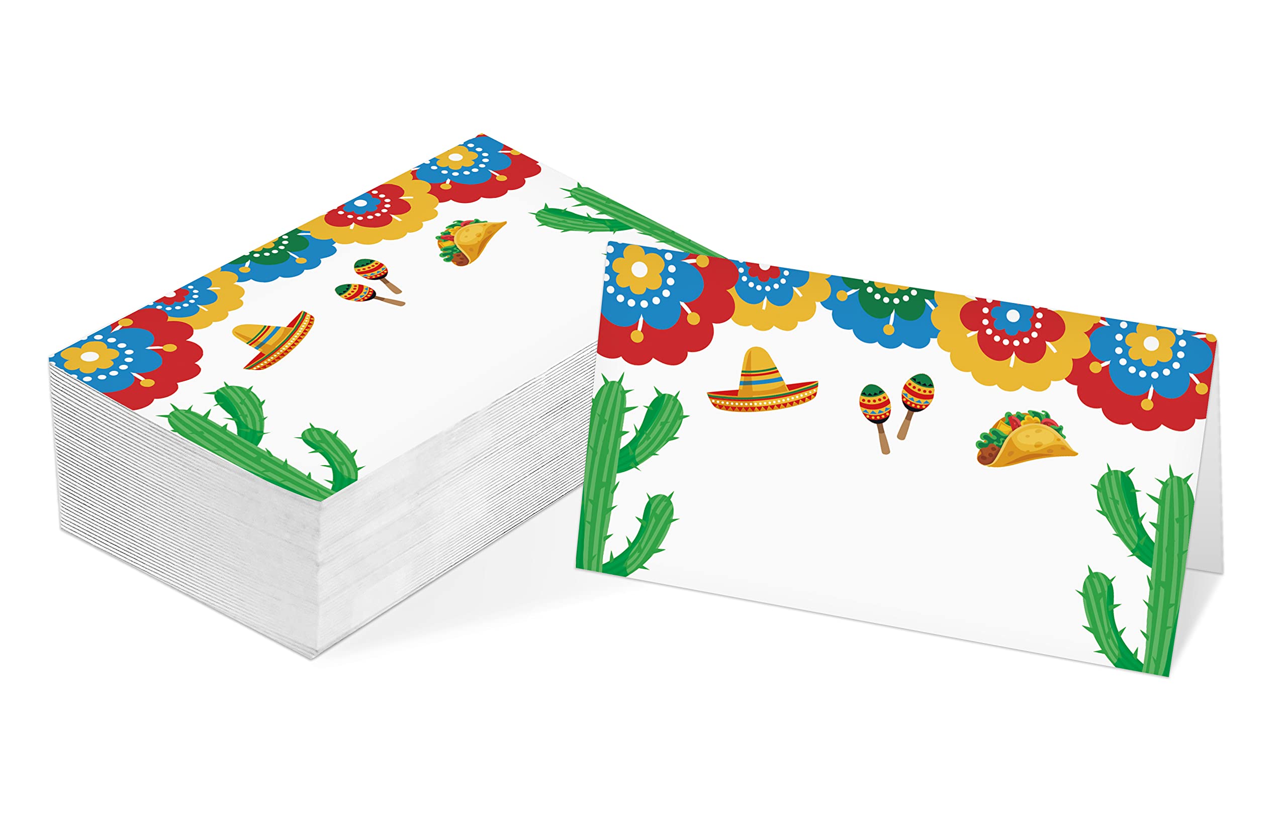 Table Place Card, Mexican Party Themed Tent Style Cards, Pack Of 25 Half-Fold Reception Place Card, Perfect For Mexican Fiesta P