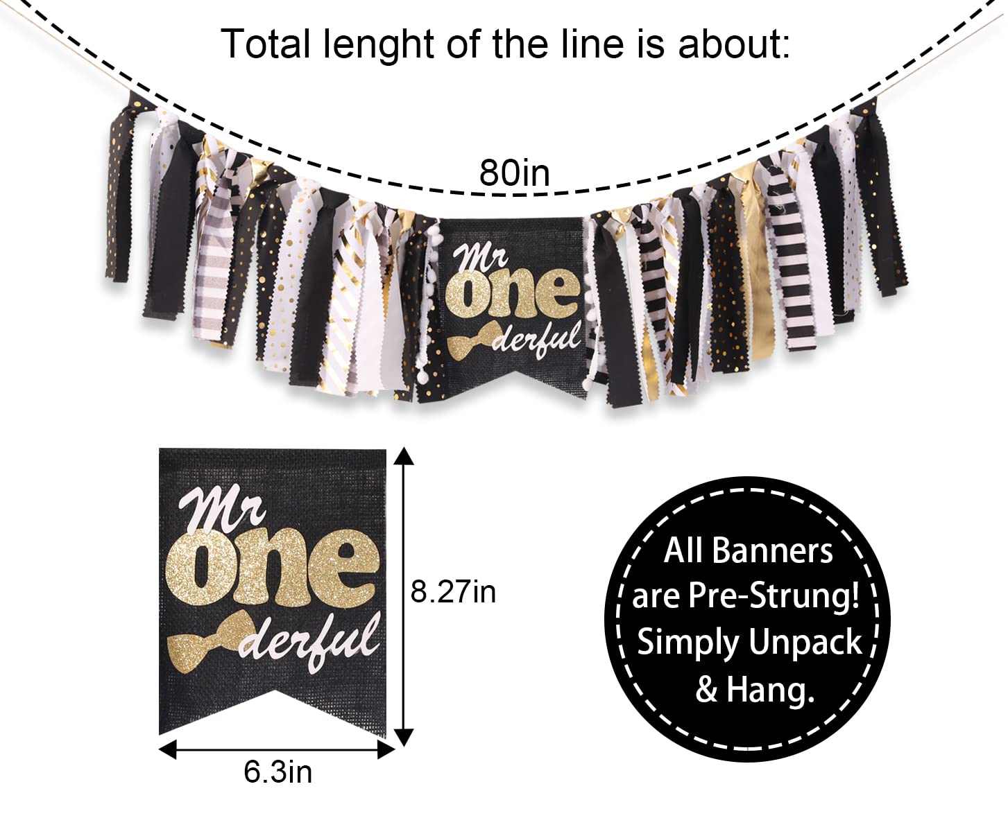 Waouh Mr Onederful High Chair Banner - First/1St Birthday Decoration For Boy,Theme Garland For Birthday Party,Photo Booth Props