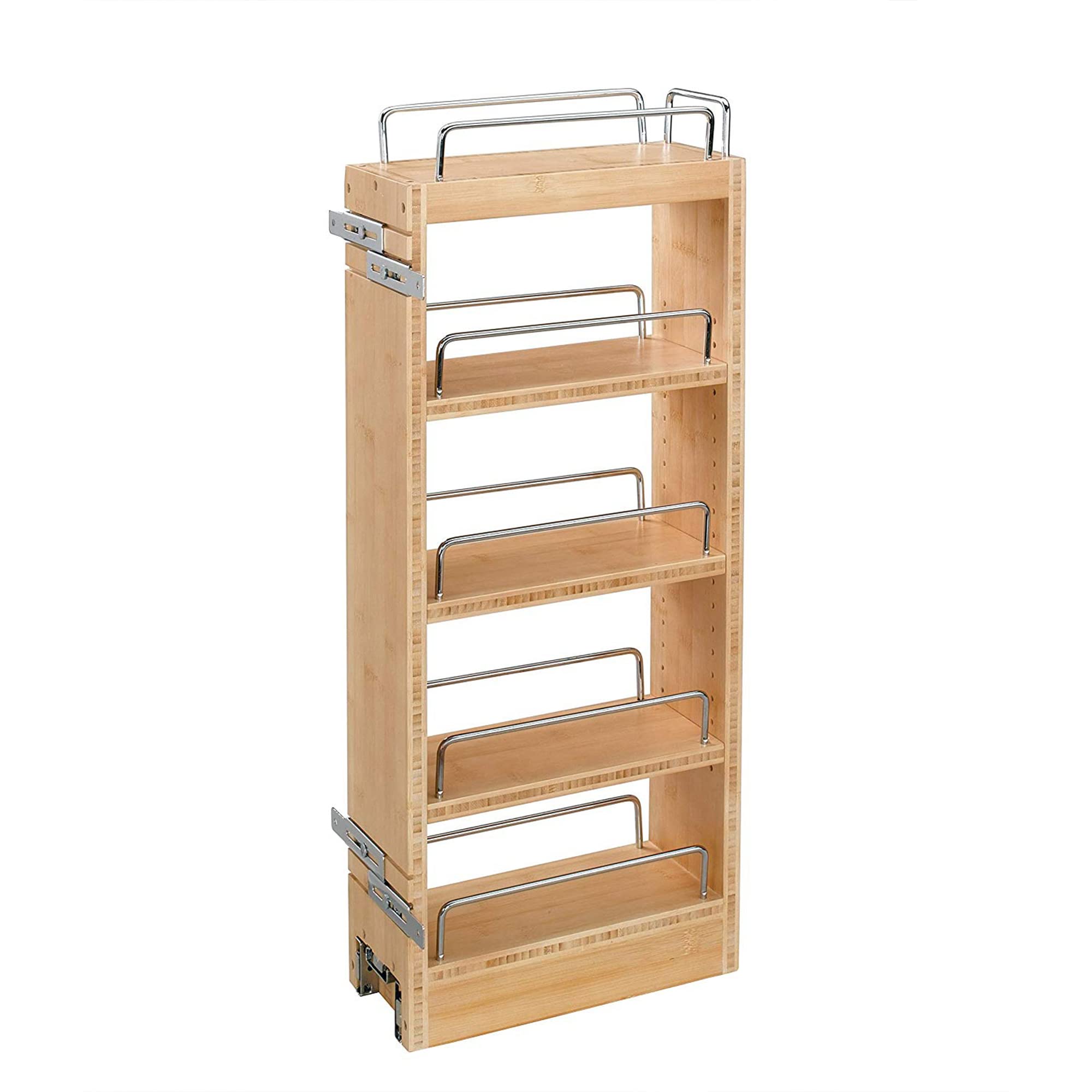 Rev-A-Shelf 8 Pullout Storage Organizer for Wall Kitchen Cabinets, Sliding Adjustable Shelves for Spice Rack or Cans, Wood and C