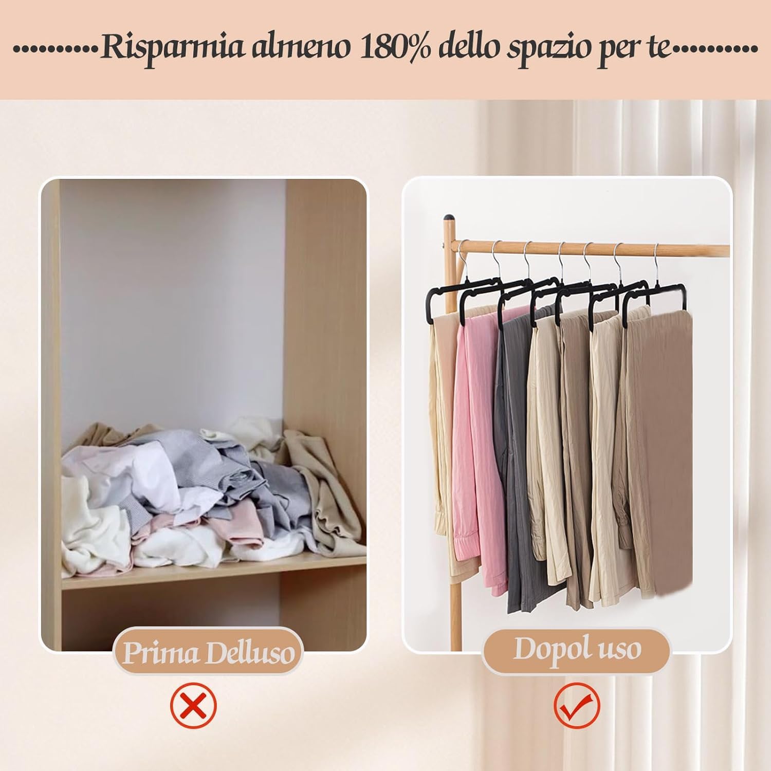 Velvet Pants Hangers With Non Slip Bar, 20 Pack Felt Slack/Trouser Hangers For Closet, Slim & Sleek Space Saving Closet Hangers,