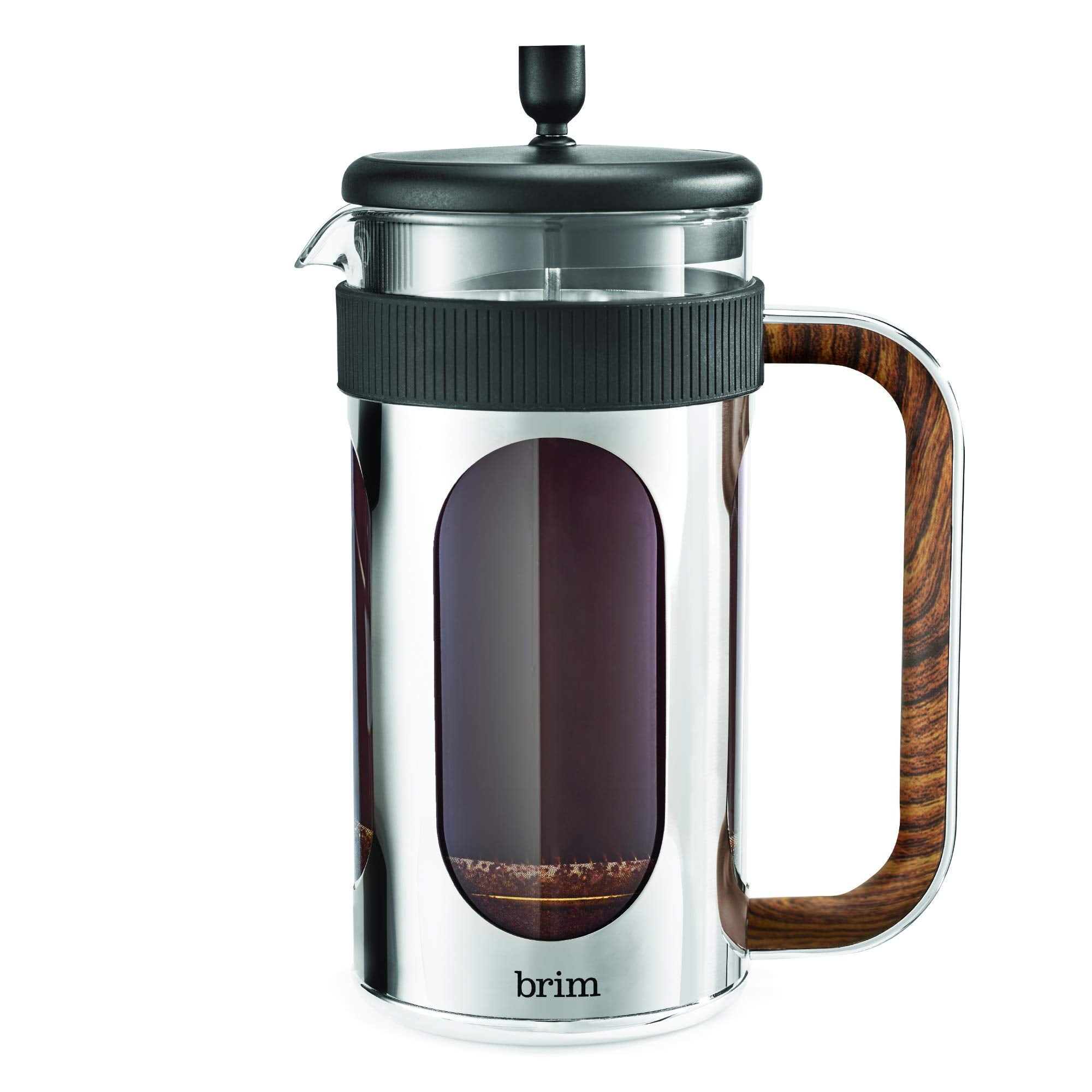 Brim 8 Cup French Press, Quickly Brew Coffee In Under 5 Minutes, Classic Design With Modern Twist, Dishwasher Safe Carafe For Ea