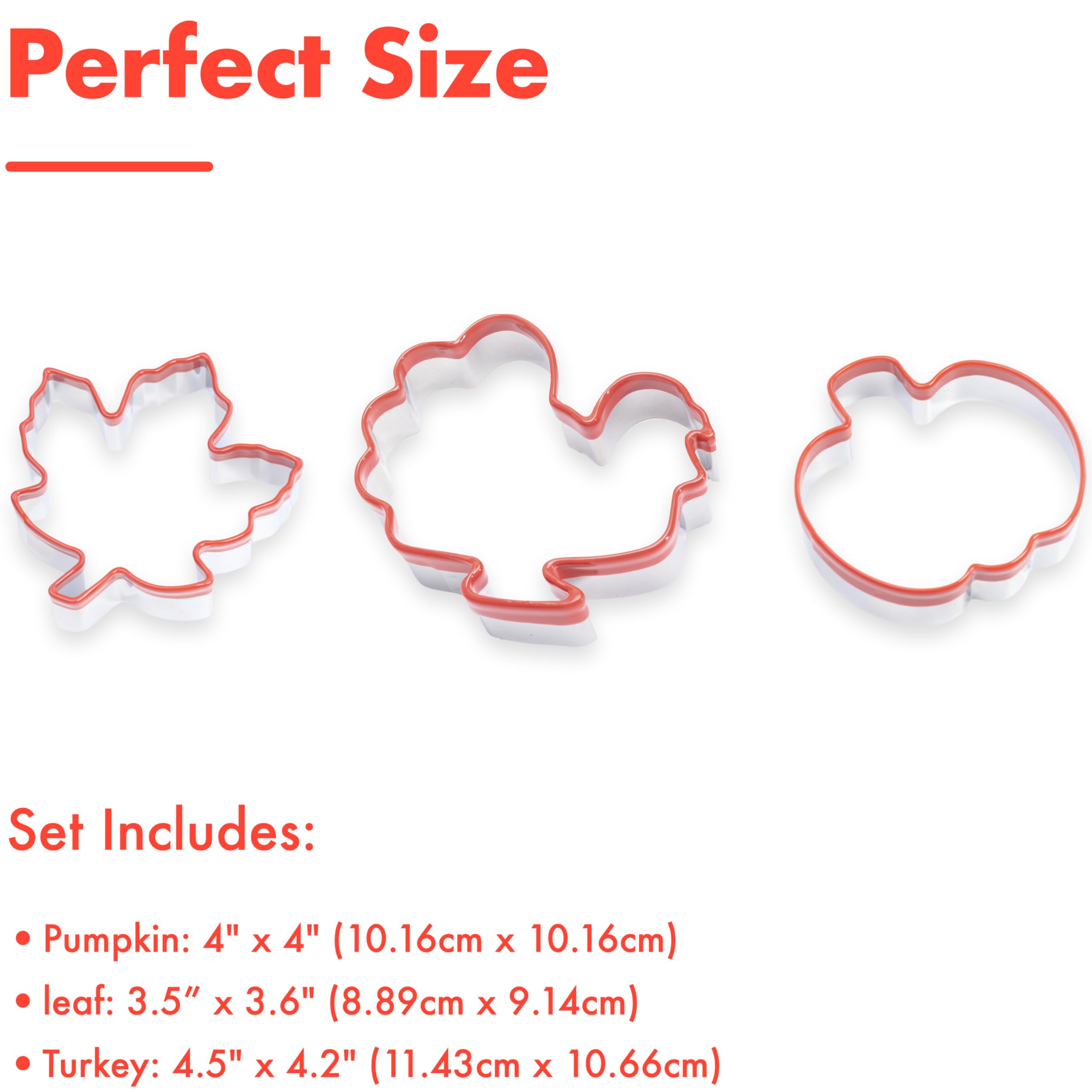3 Pcs Thanksgiving Cookie Cutters 4.5'', 4'', 3.6'', Fall Cookie Cutters, Holiday Cookie Cutter, Maple Leaf Cookie Cutter, Pumpk