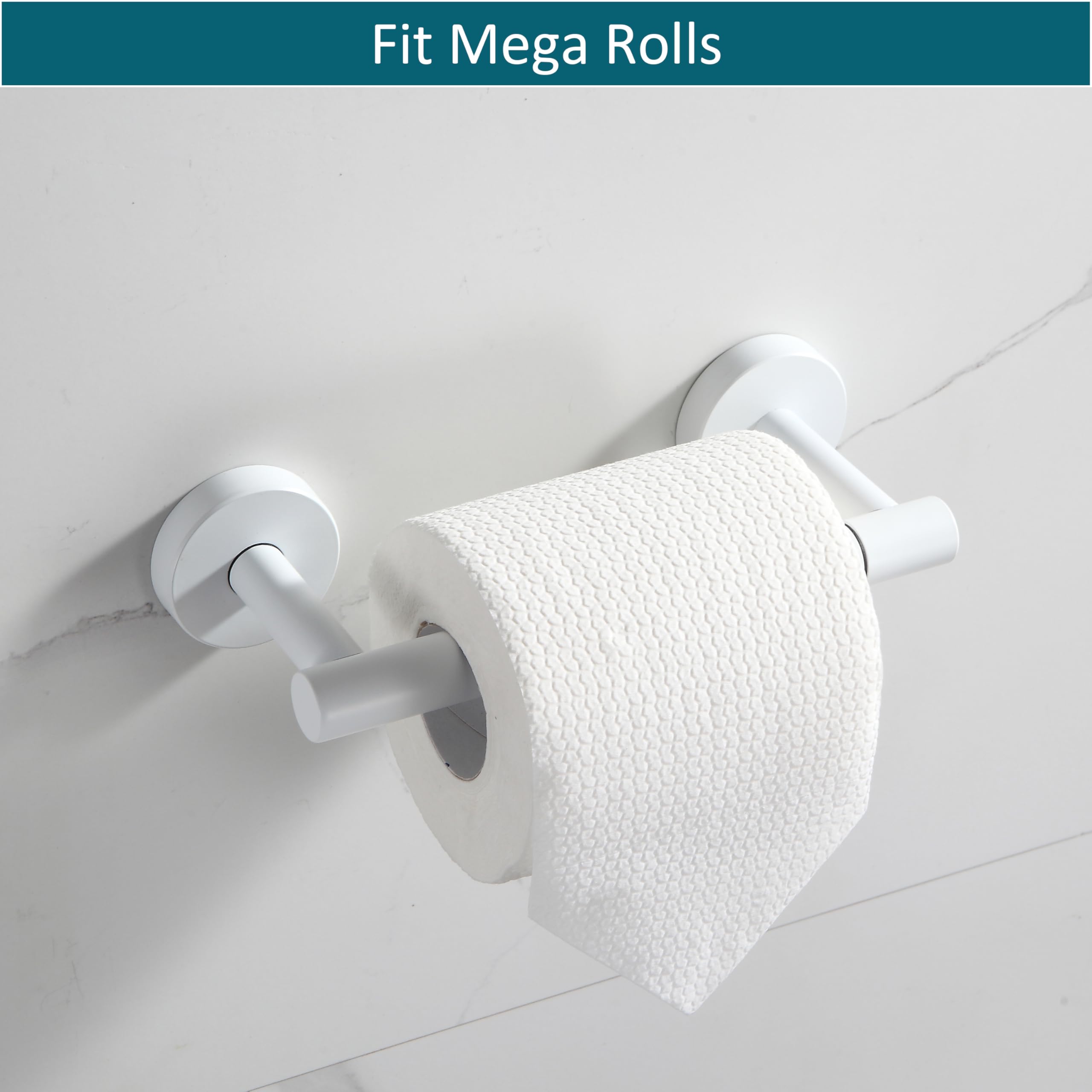 Bvl Toilet Paper Holder Matte White Wall Mount Stainless Steel 304 Large Mega Roll