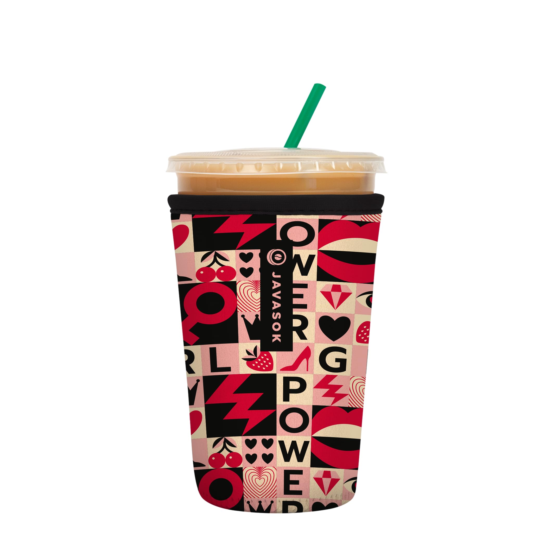 Sok It Java Sok Iced Coffee & Cold Soda Insulated Neoprene Cup Sleeve (Girl Power, Medium: 22-28oz)