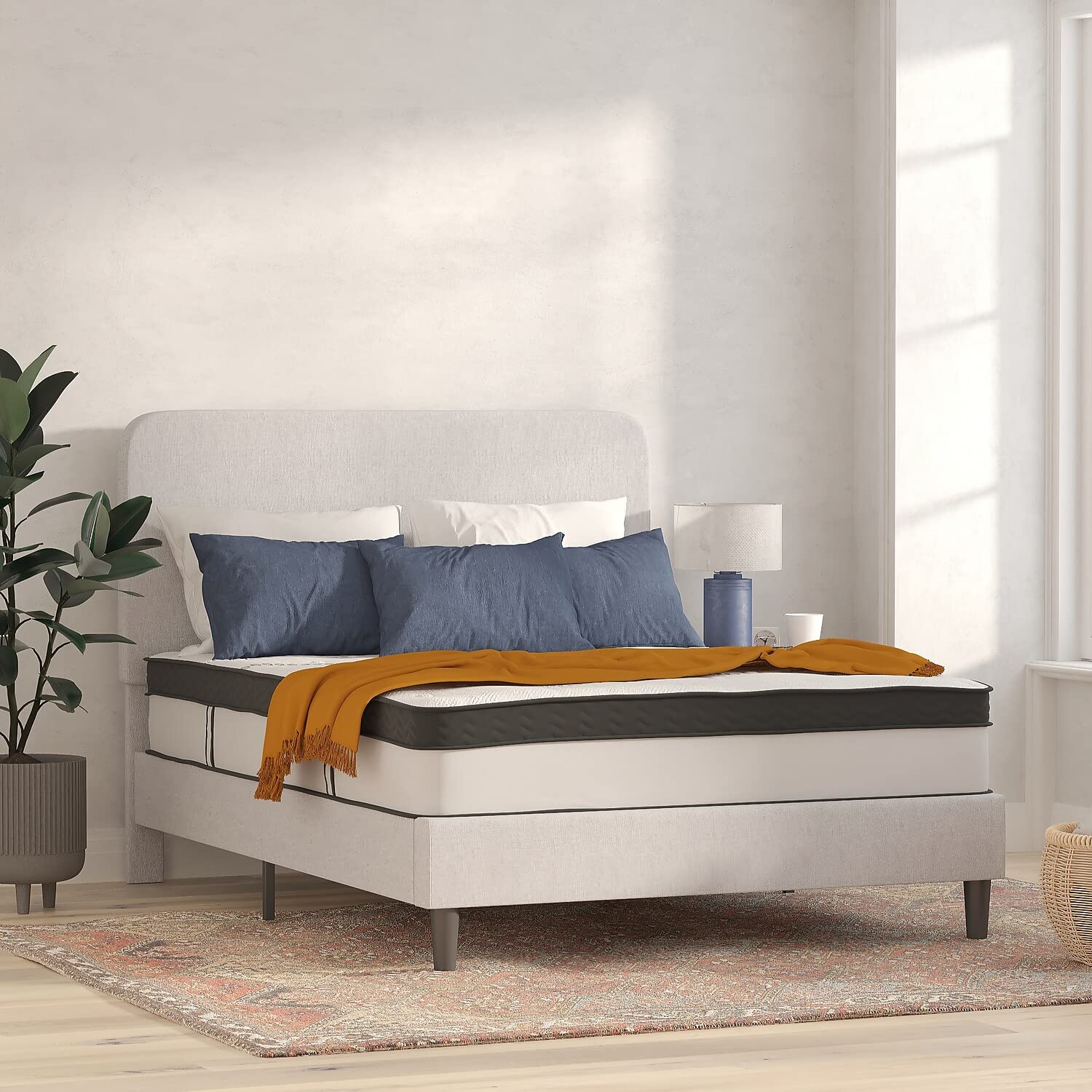 Flash Furniture Capri Comfortable Sleep 12 Hybrid Pocket Spring And Foam Mattress, Foam Pocket Spring Hybrid Mattress For Pres