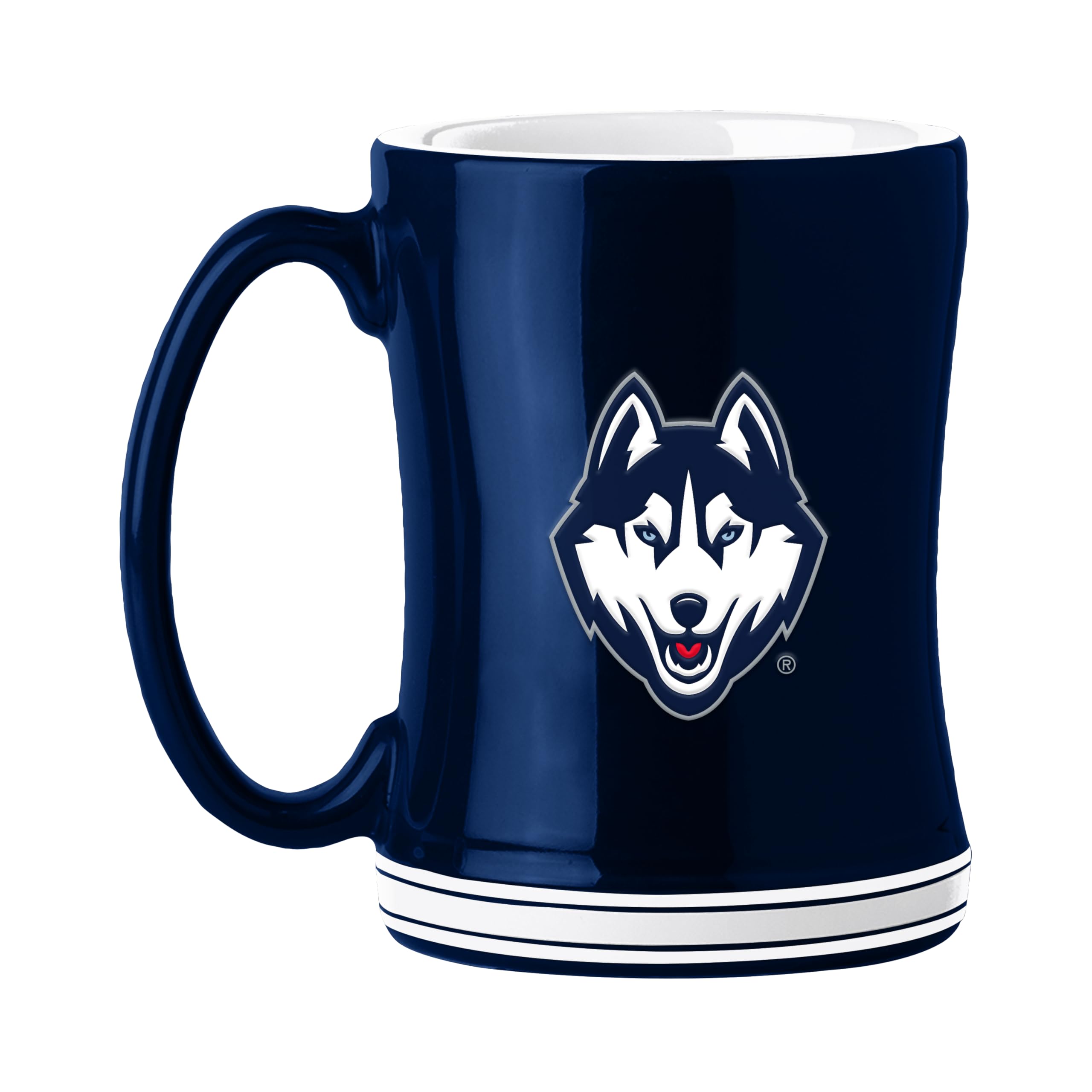 Connecticut Huskies Coffee Mug 14oz Sculpted Relief Team Color