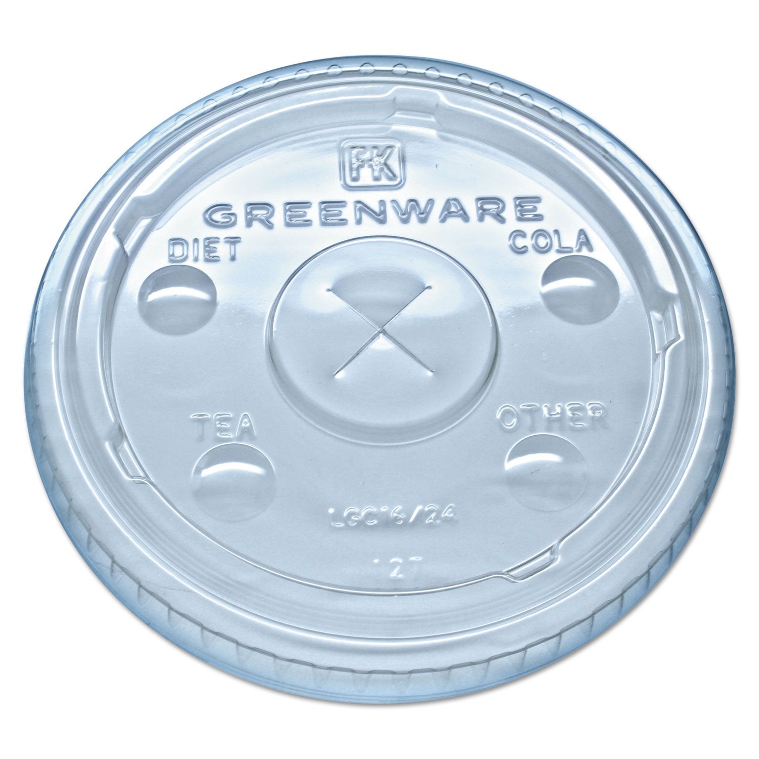 Fabri-Kal Greenware Cold Drink Lids, Fits 16 Oz, 18 Oz, 24 Oz Cups, X-Slot, Clear, 1,000/carton